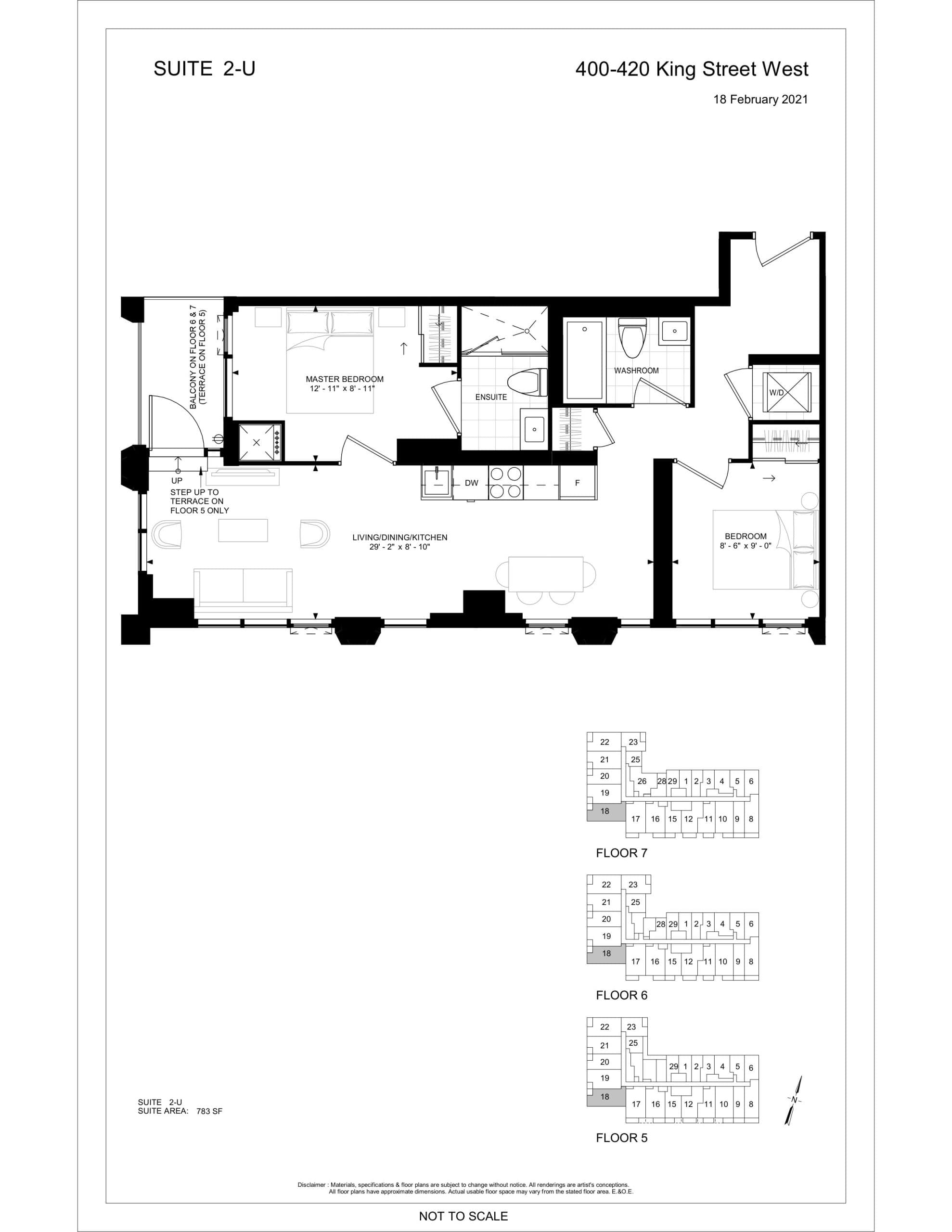 Suite 2-U Floor Plan at 400 King West Condos - 783 sq.ft