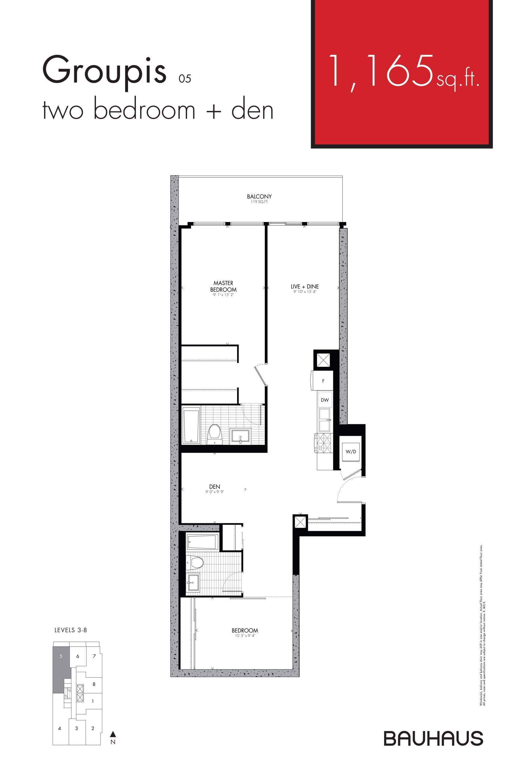 Groupis Floor Plan at Bauhaus Condos - 1165 sq.ft