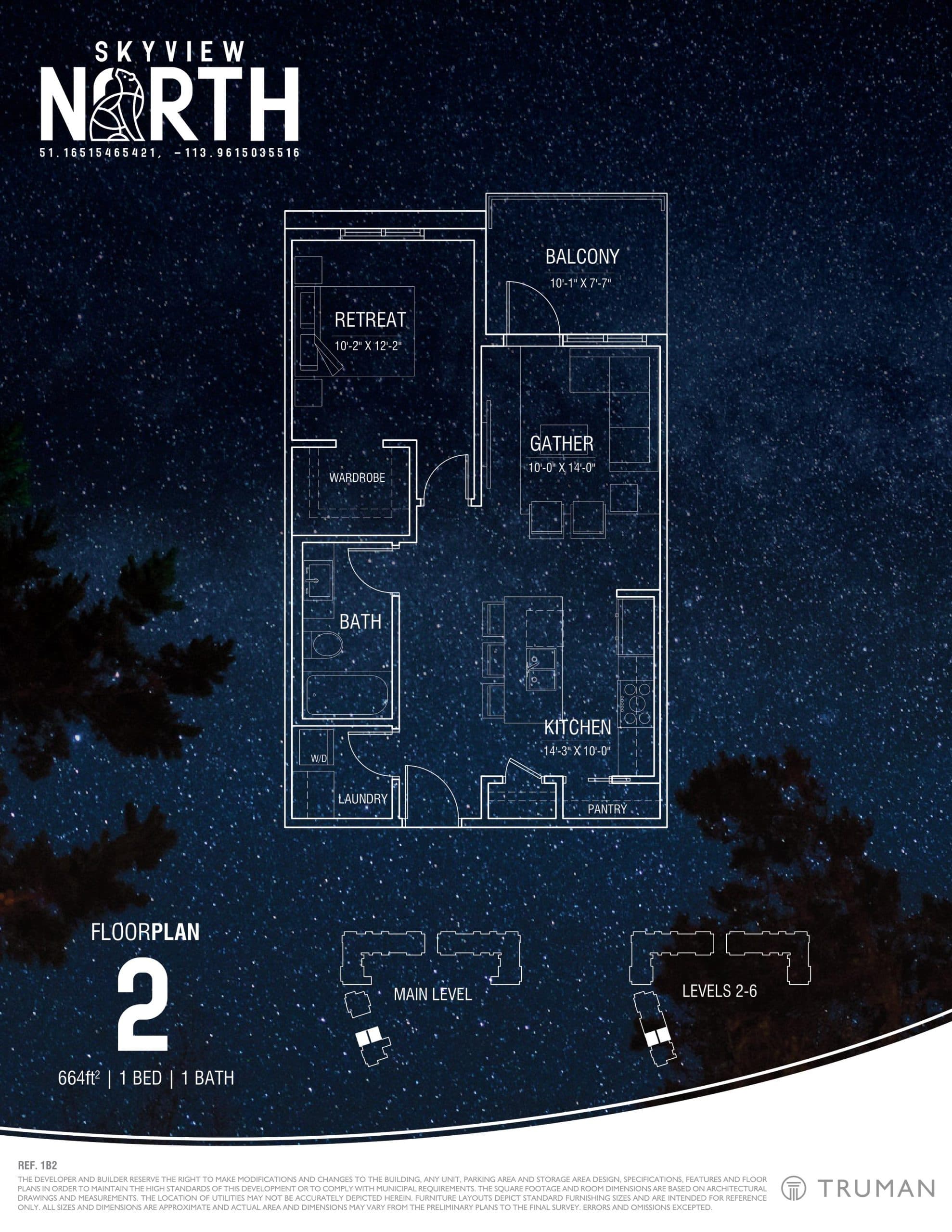 Floorplan 2 Floor Plan at Skyview North Condos - 664 sq.ft