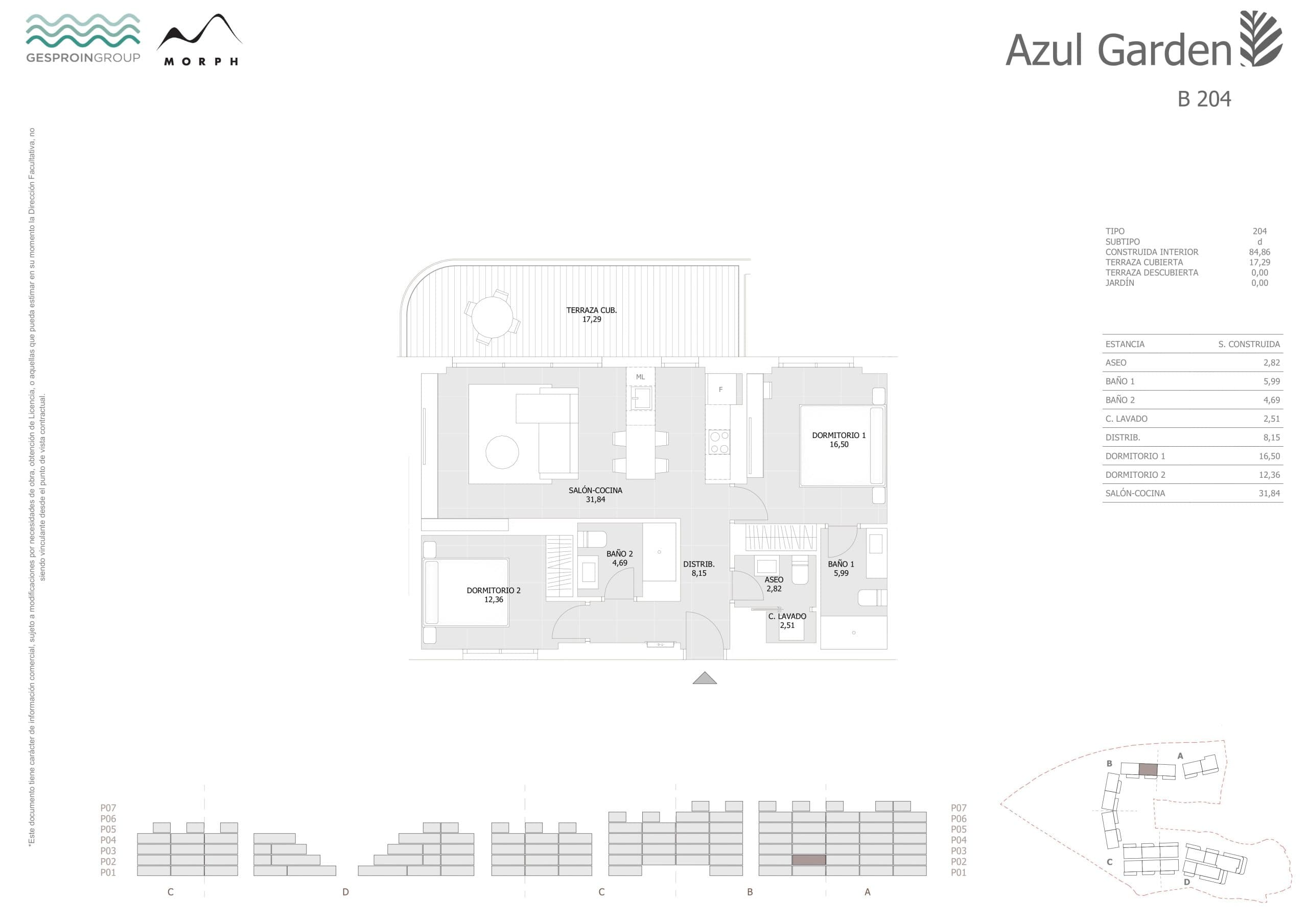 B204 Floor Plan at Azul Garden Condos - 913 sq.ft