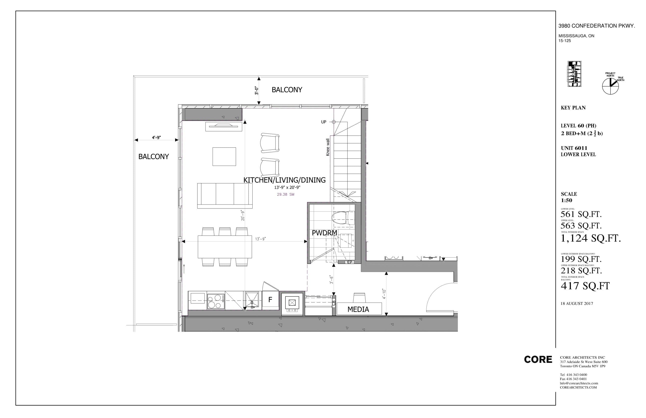Unit 6011 Floor Plan at M City Condos Phase 1 - 1124 sq.ft