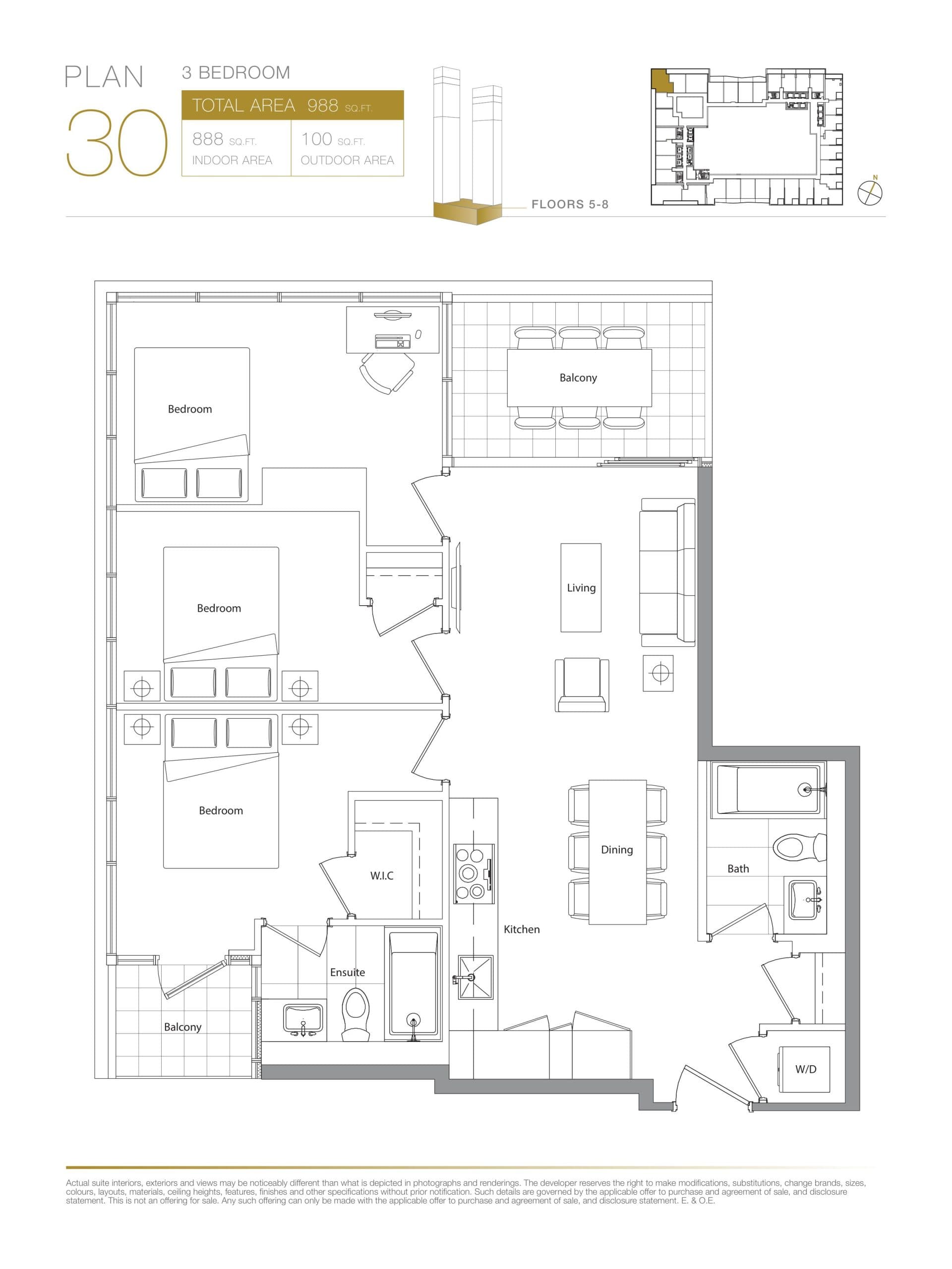 Plan 30 Floor Plan at Concord Canada House Condos - 888 sq.ft