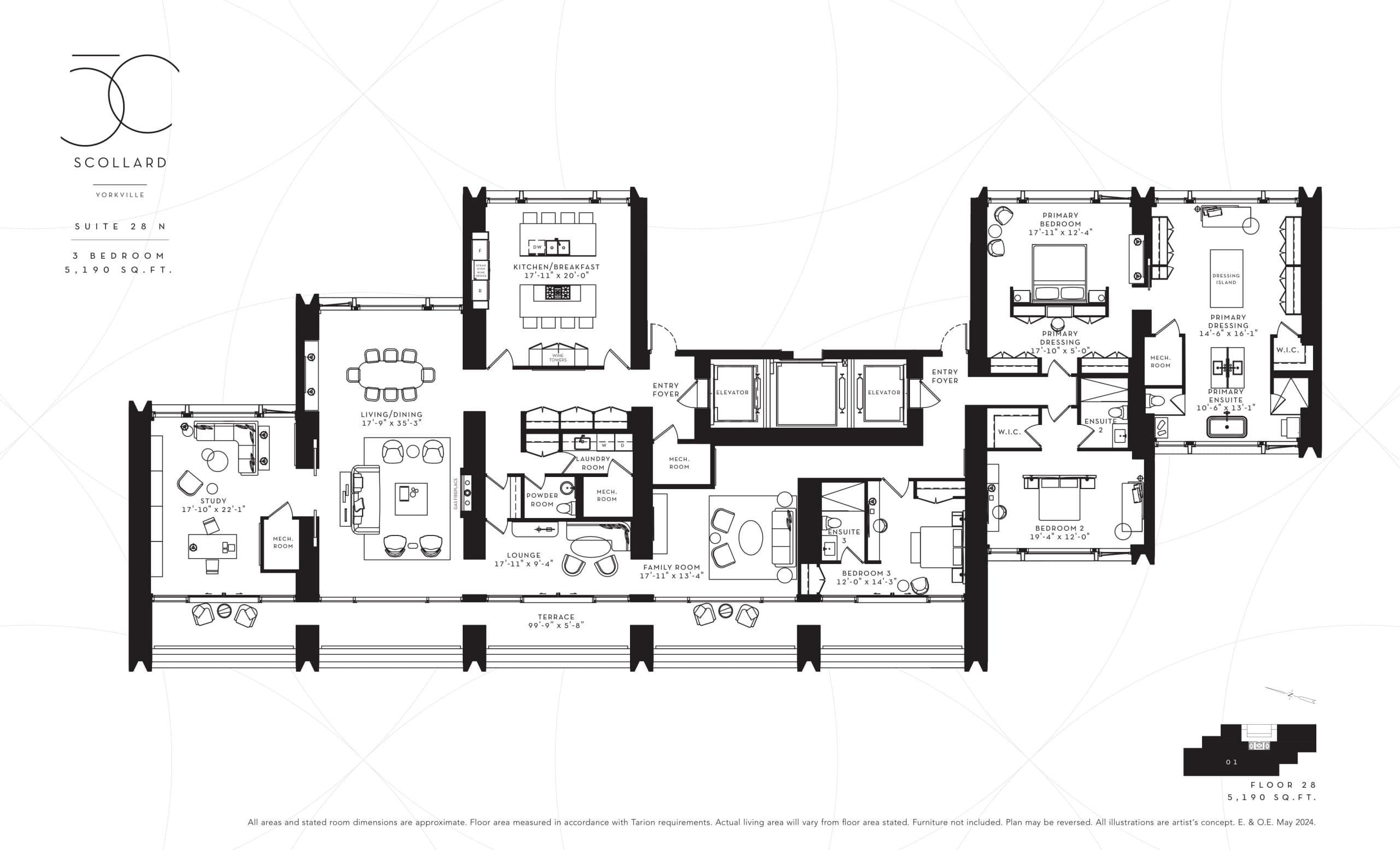 Suite 28 N Floor Plan at Fifty Scollard Condos - 5190 sq.ft