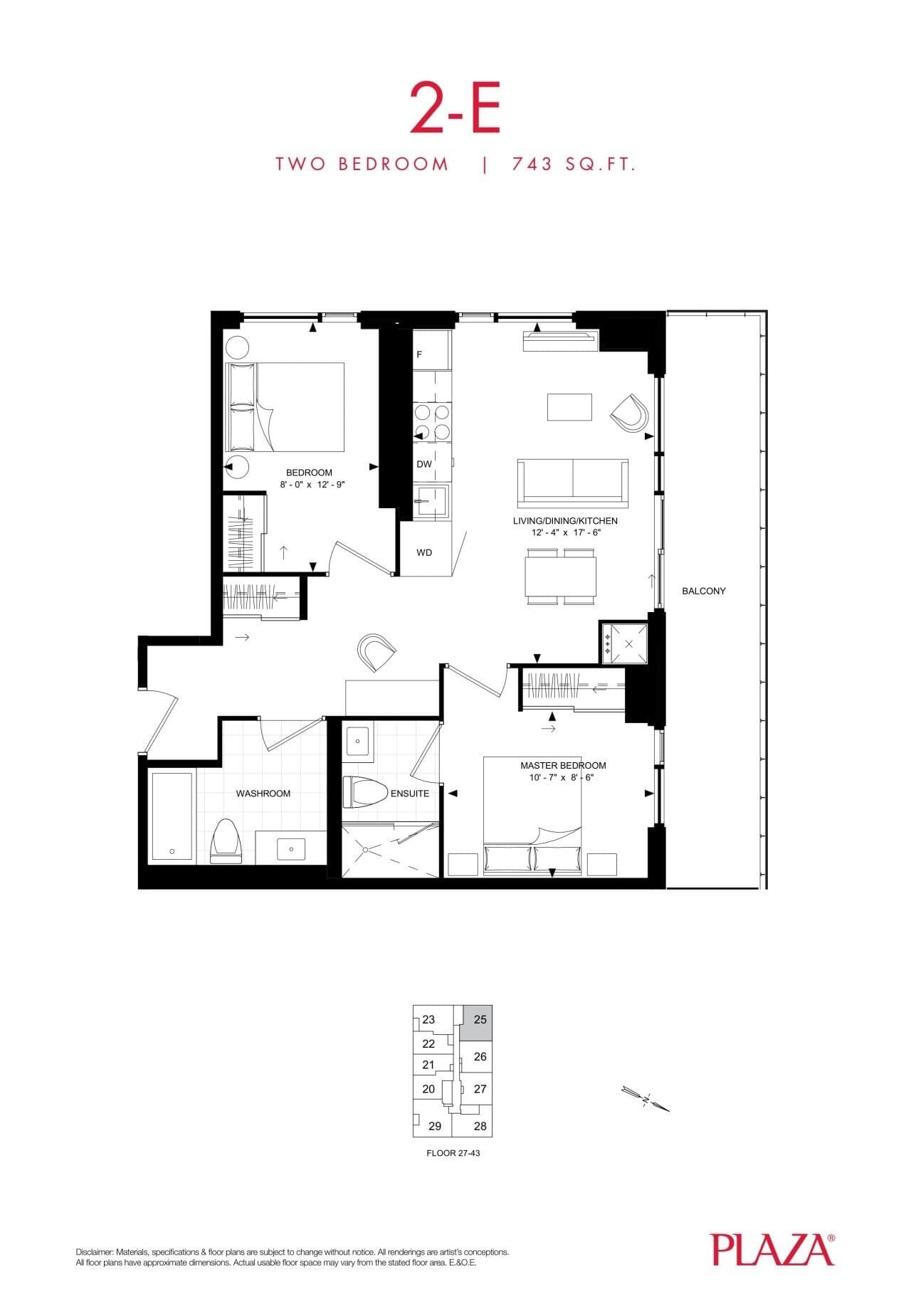 2-E Floor Plan at Encore Theatre District Condos - 743 sq.ft