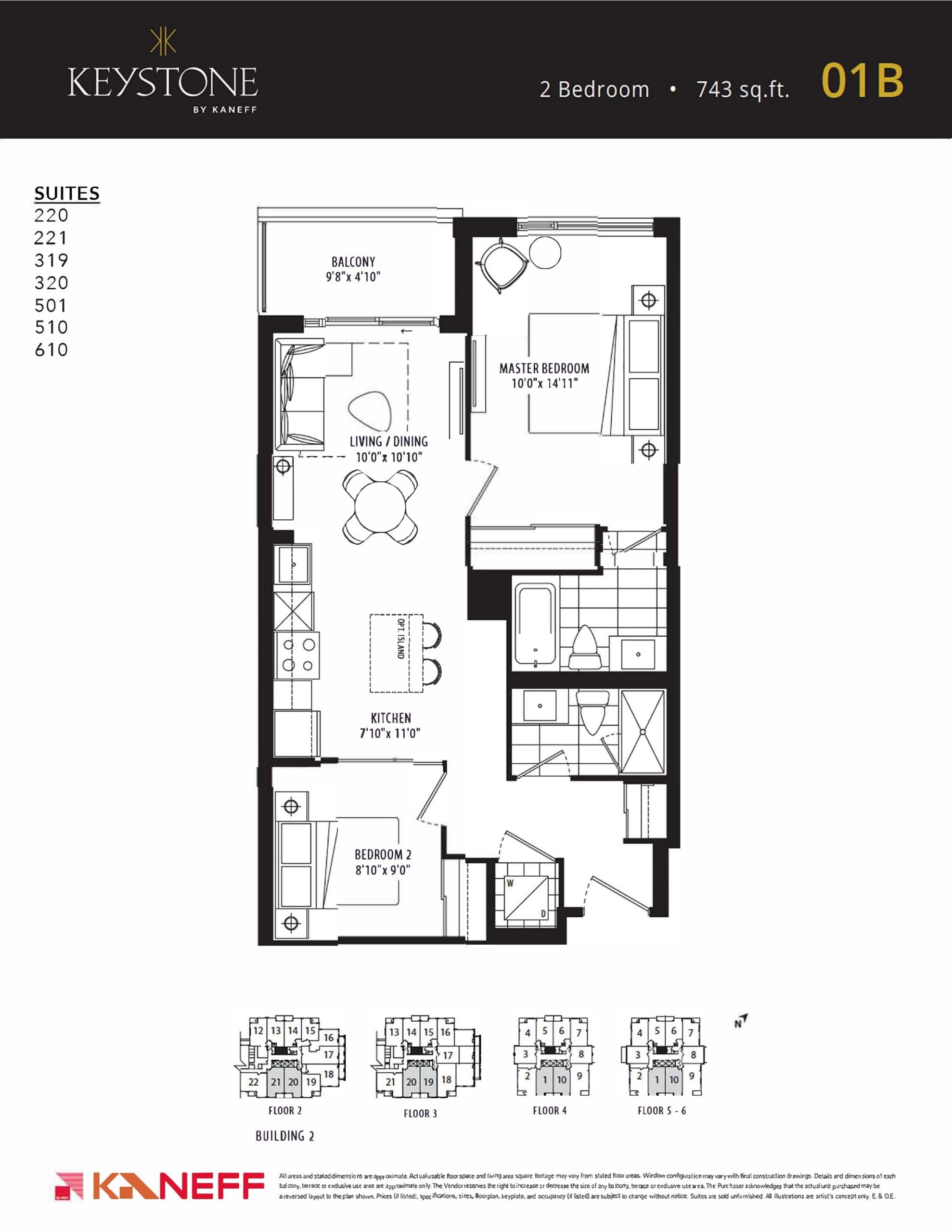 01B Floor Plan at Keystone Condos - 743 sq.ft
