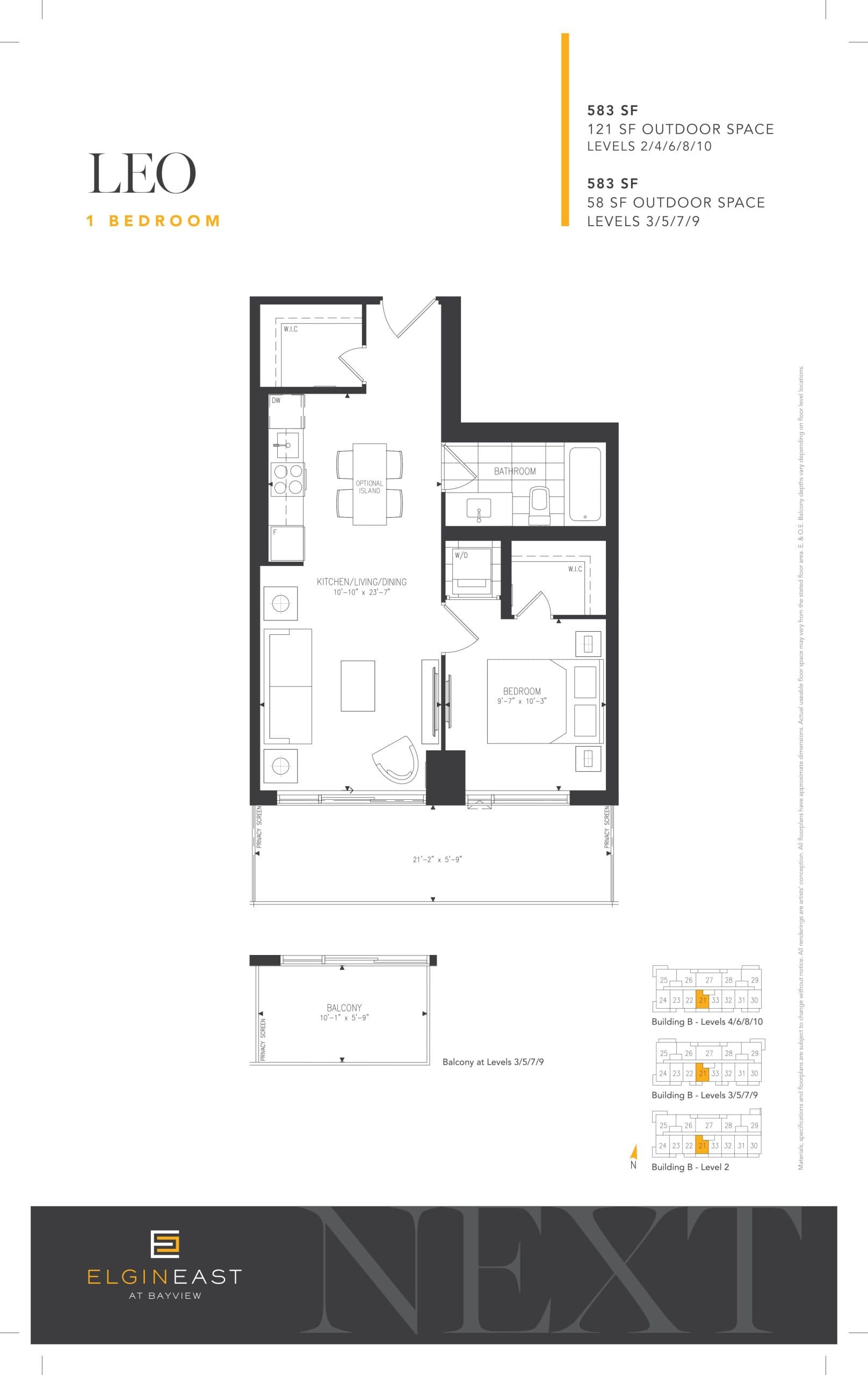 Leo Floor Plan at NEXT - Elgin East Phase 2 Condos - 583 sq.ft