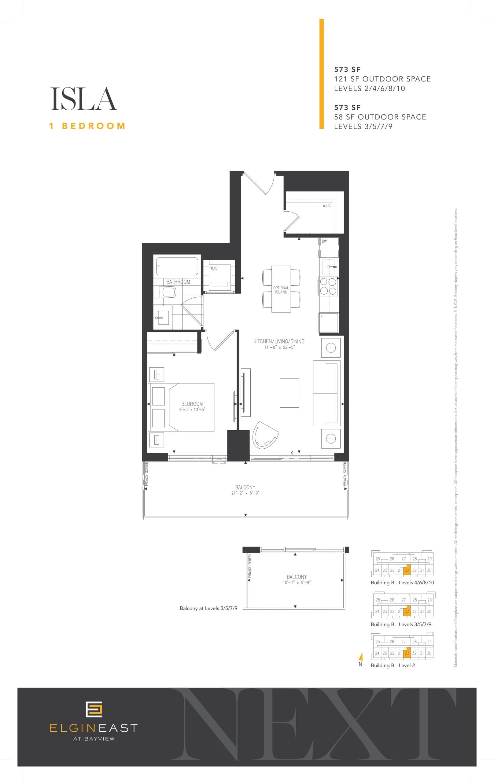 Isla Floor Plan at NEXT - Elgin East Phase 2 Condos - 573 sq.ft