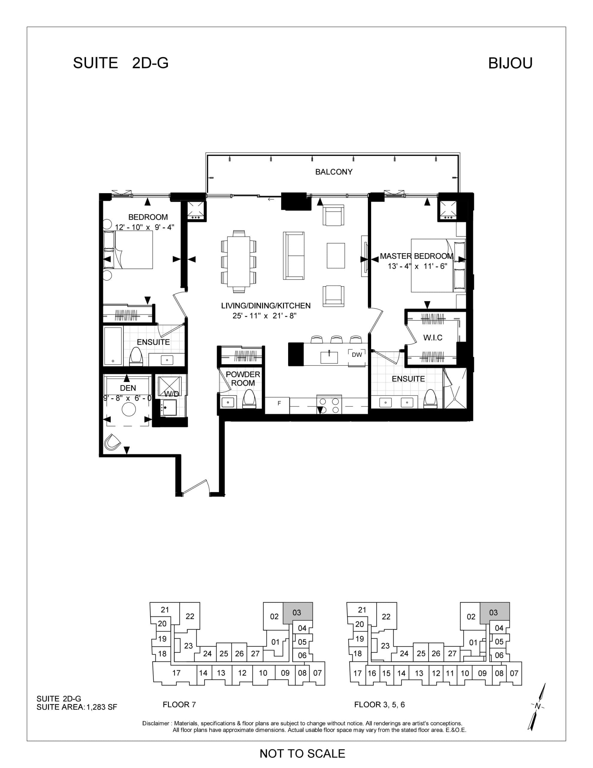 Suite 2D-G Floor Plan at Bijou On Bloor Condos - 1283 sq.ft