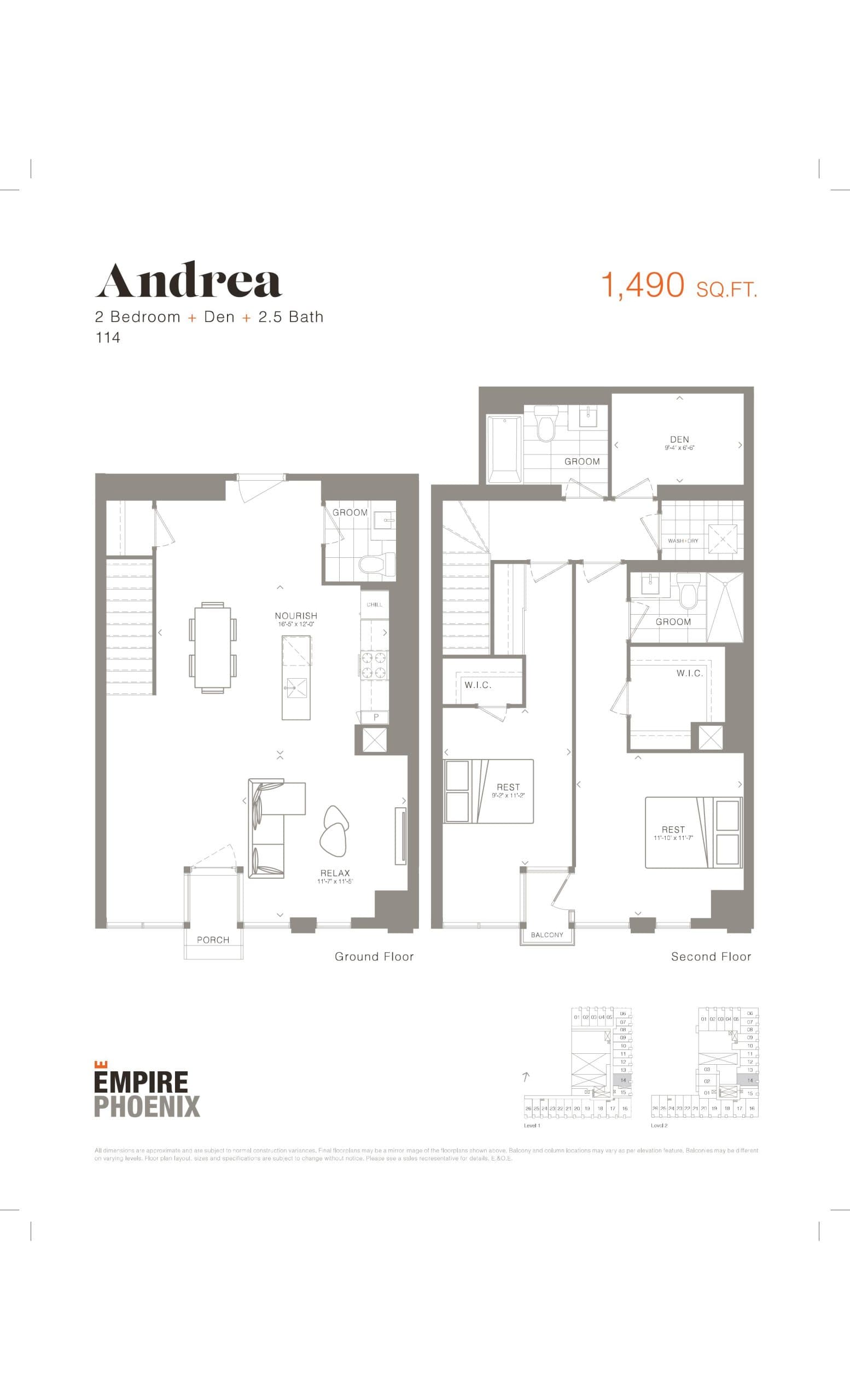 Andrea - Garden Suites Floor Plan at Empire Phoenix Condos - 1490 sq.ft