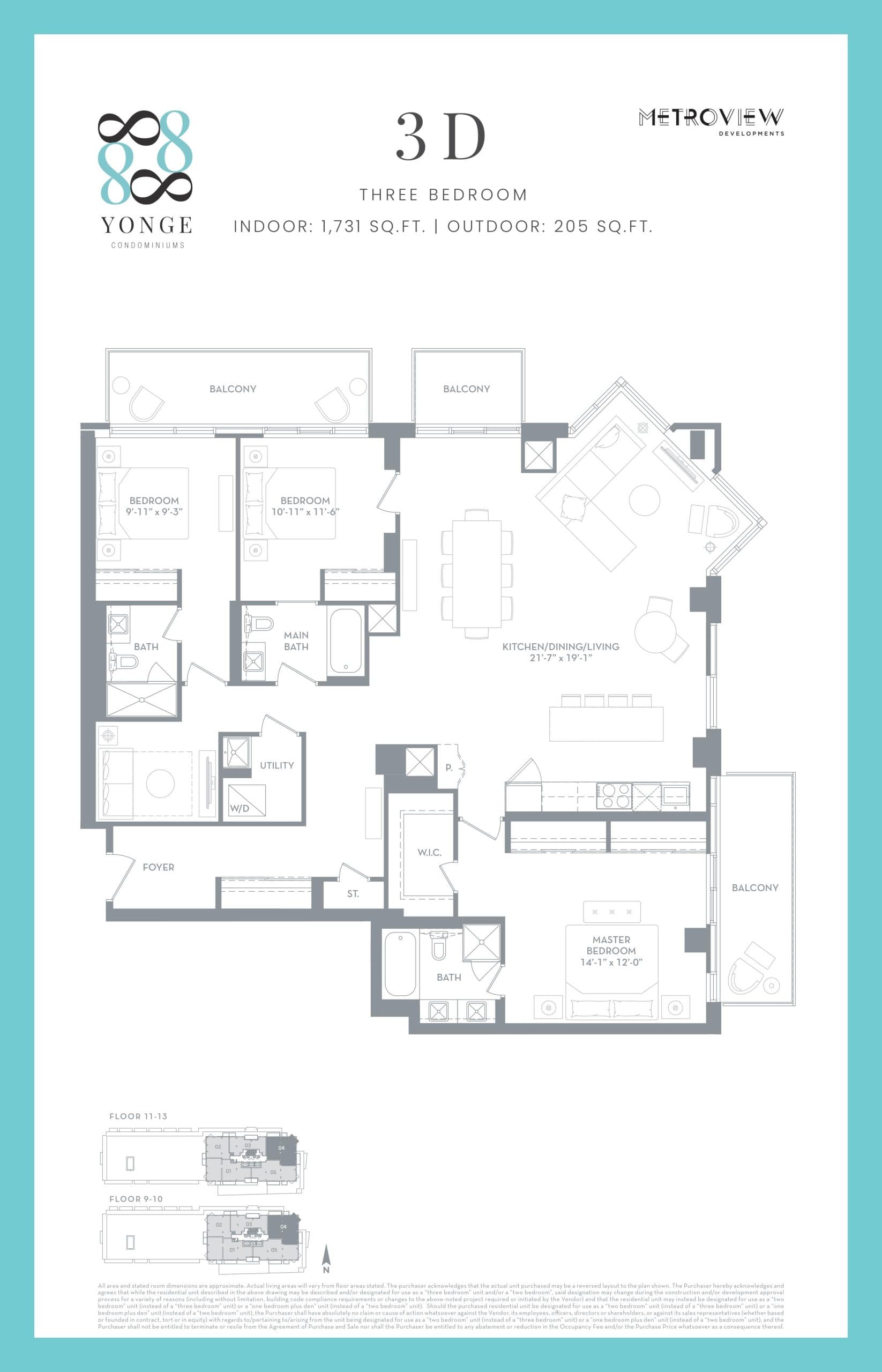 3D Floor Plan at 8888 Yonge Condos - 1731 sq.ft