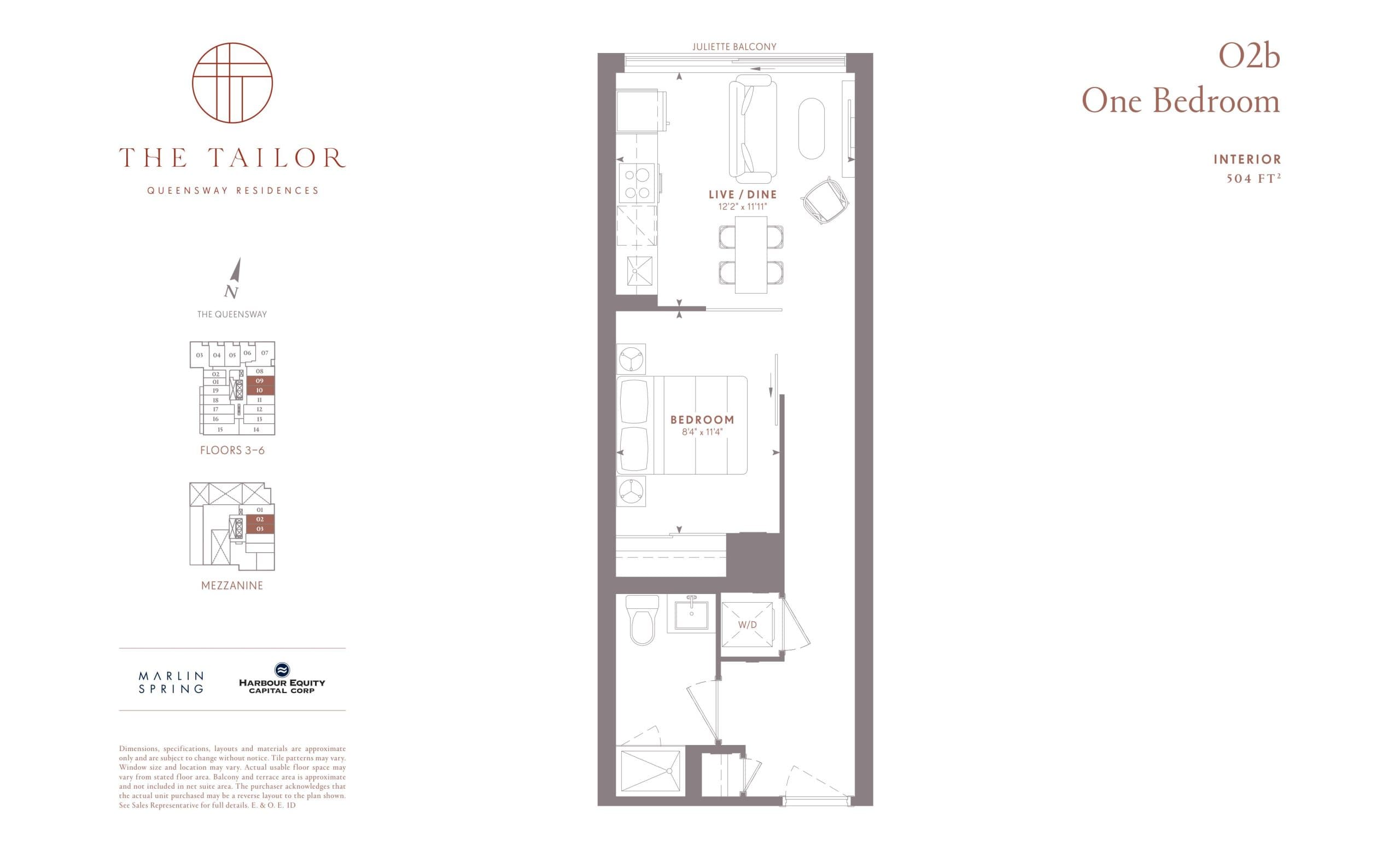 O2b Floor Plan at The Tailor Queensway Residences - 504 sq.ft
