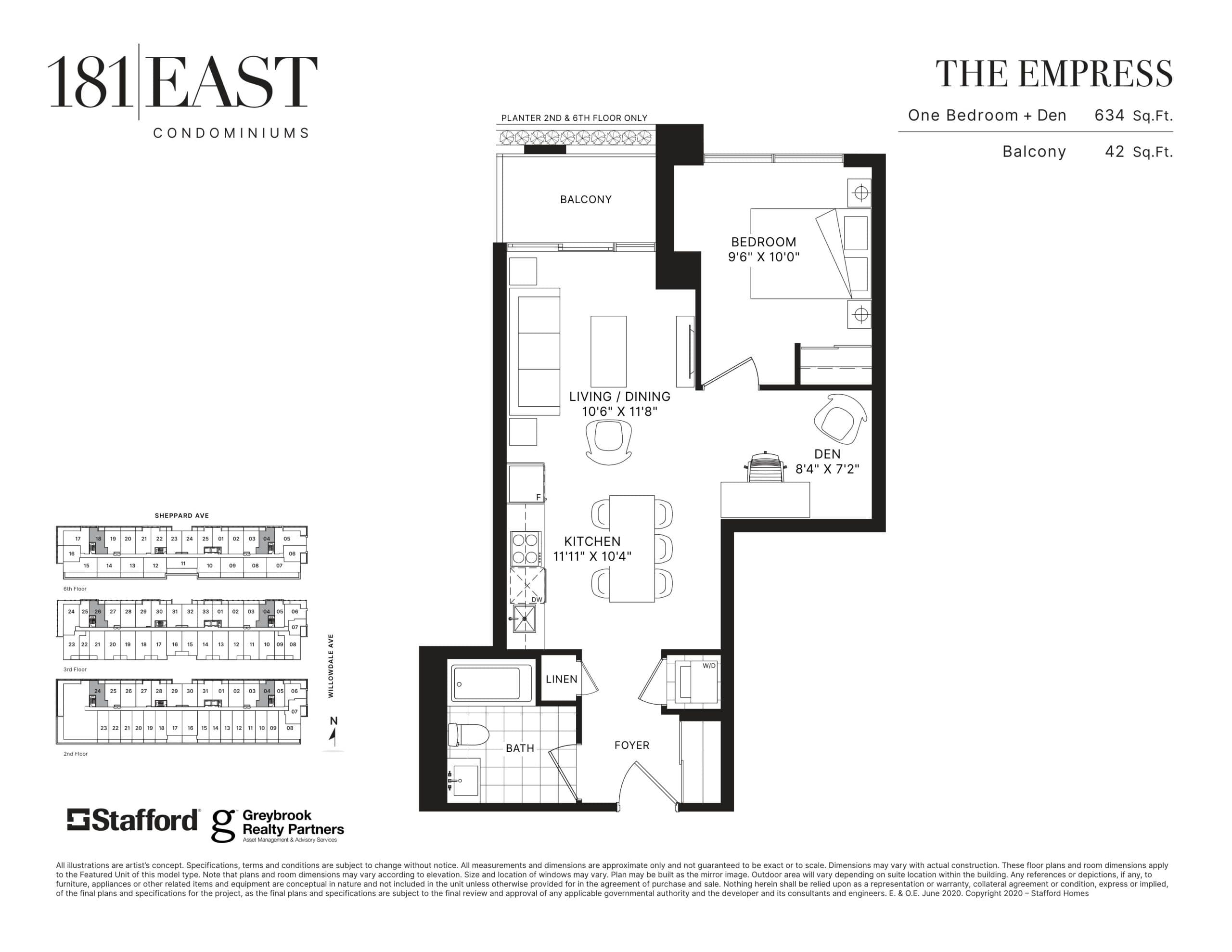 The Empress Floor Plan at 181 East Condos - 634 sq.ft