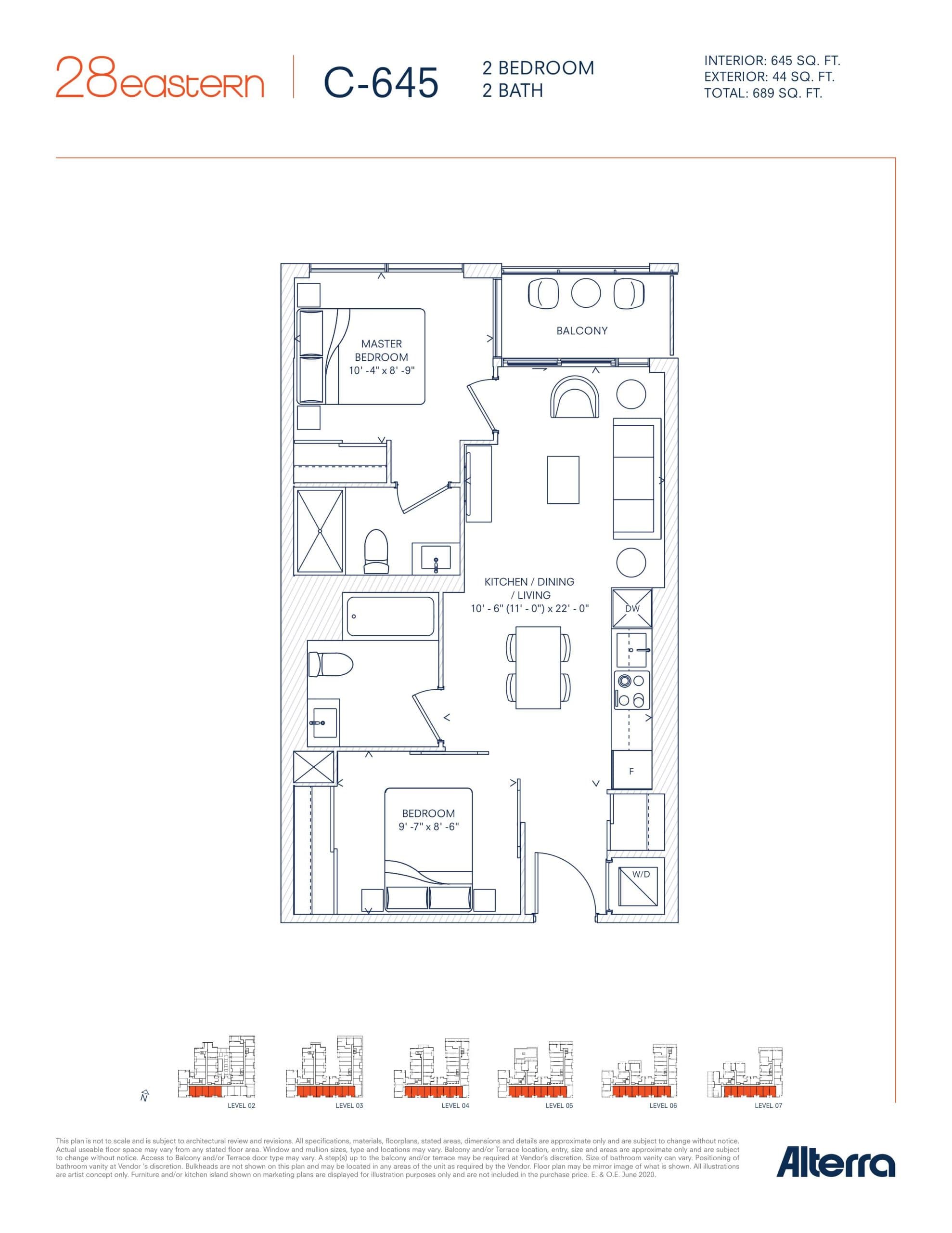C-645 Floor Plan at 28 Eastern Condos - 645 sq.ft