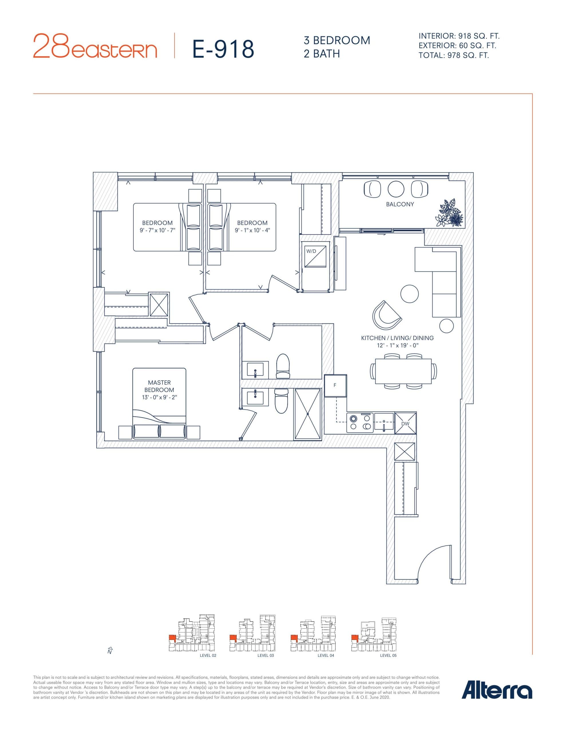 E-918 Floor Plan at 28 Eastern Condos - 918 sq.ft