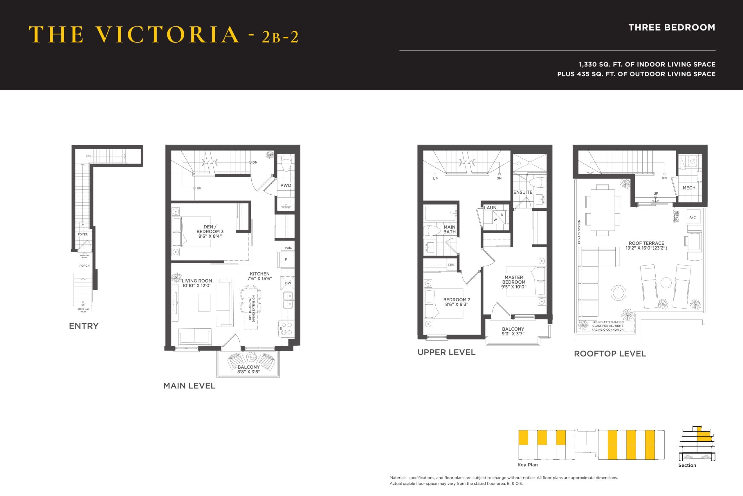 The Victoria Floor Plan at Amsterdam Urban Towns - 1330 sq.ft
