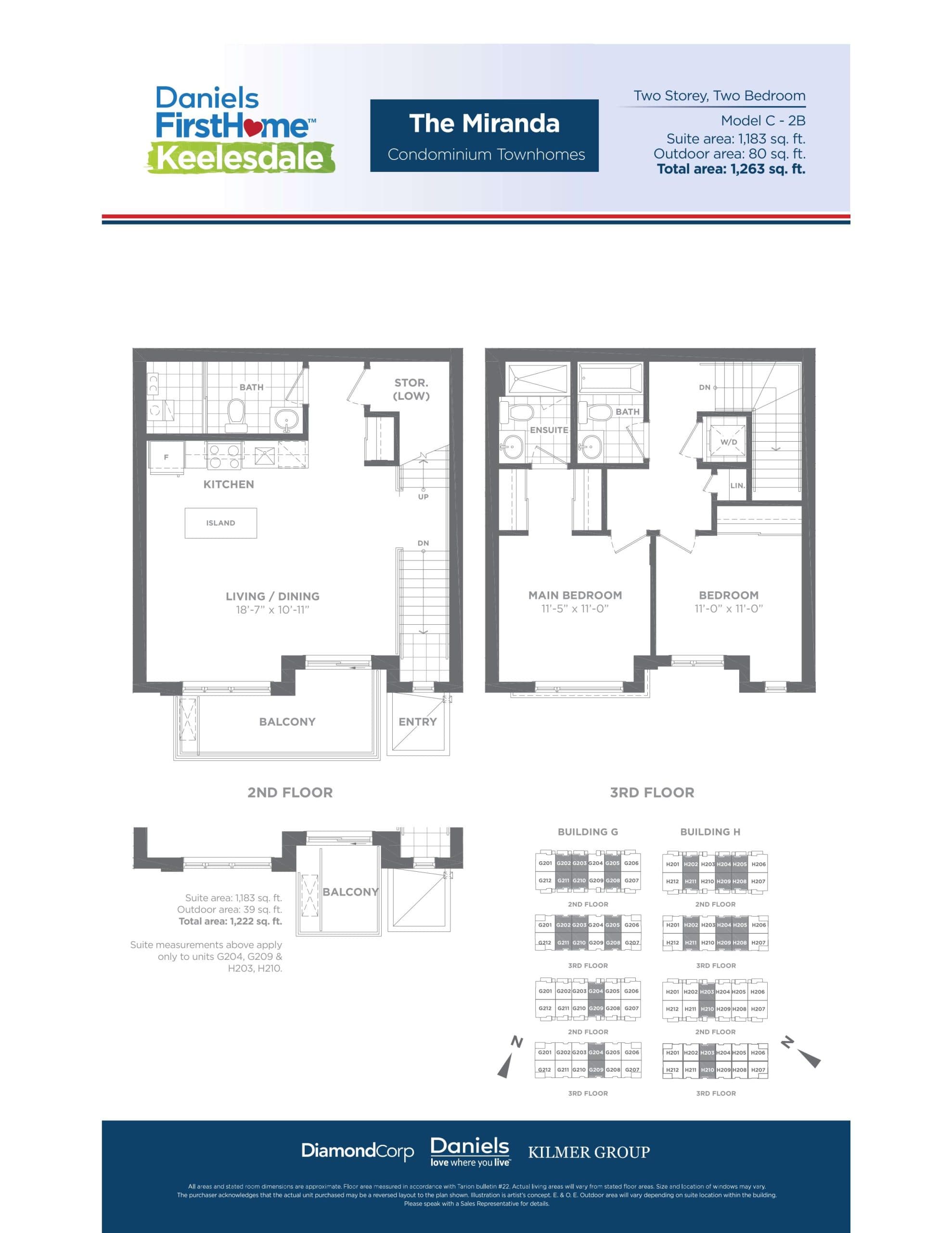 The Miranda Floor Plan at Daniels FirstHome™ Keelesdale - 1183 sq.ft