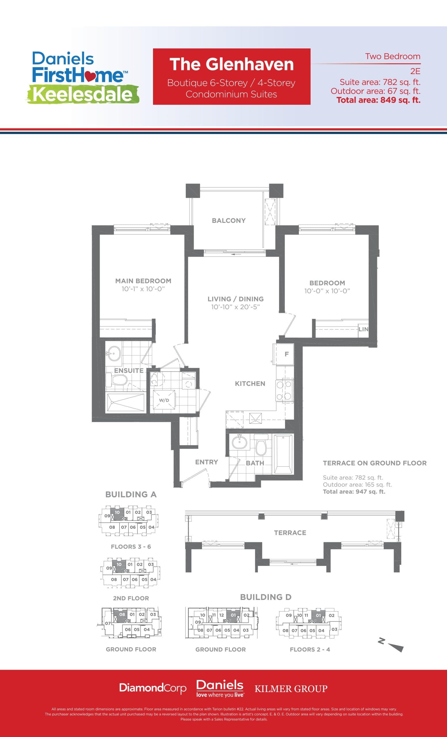 The Glenhaven Floor Plan at Daniels FirstHome™ Keelesdale - 782 sq.ft