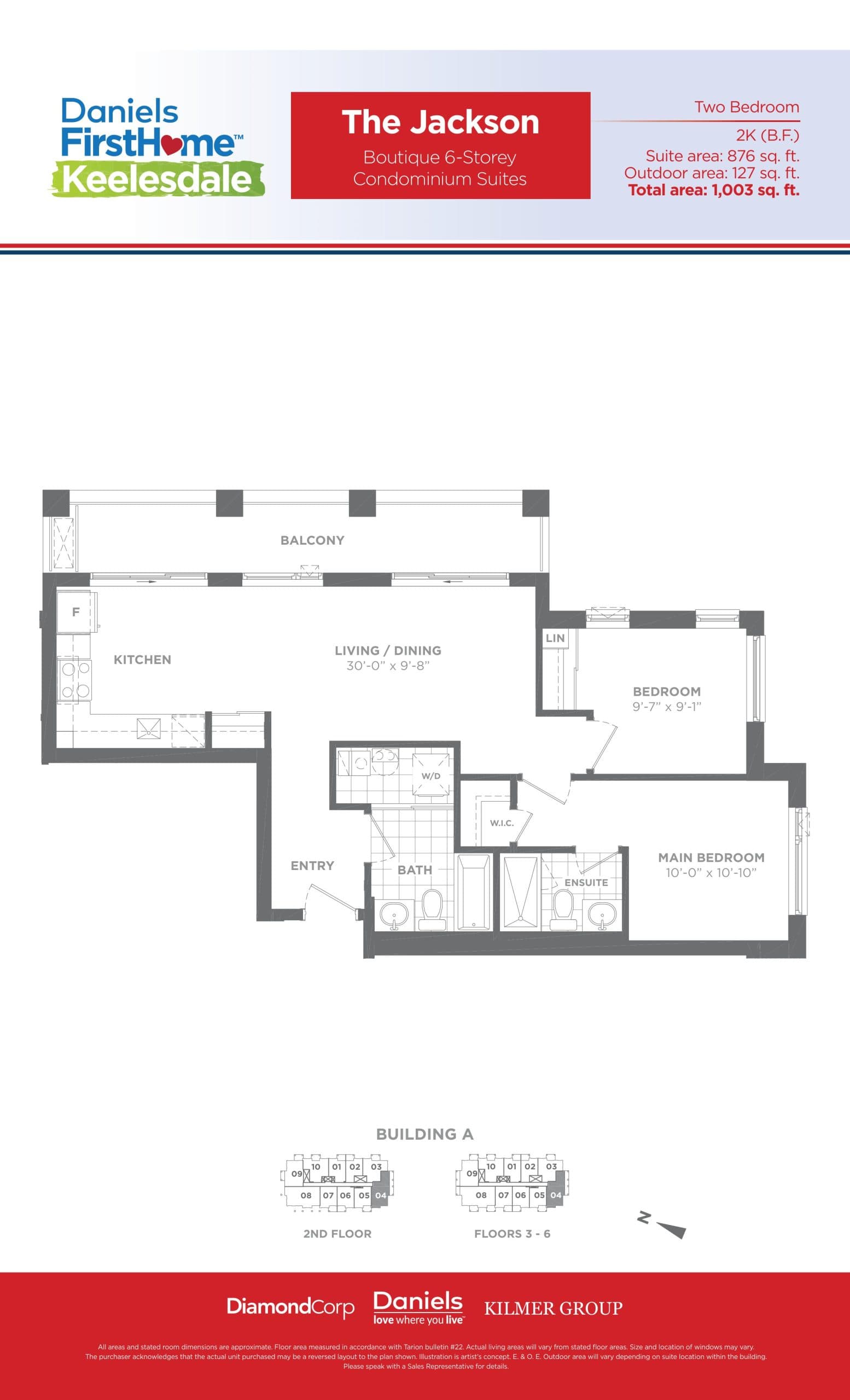 The Jackson Floor Plan at Daniels FirstHome™ Keelesdale - 876 sq.ft