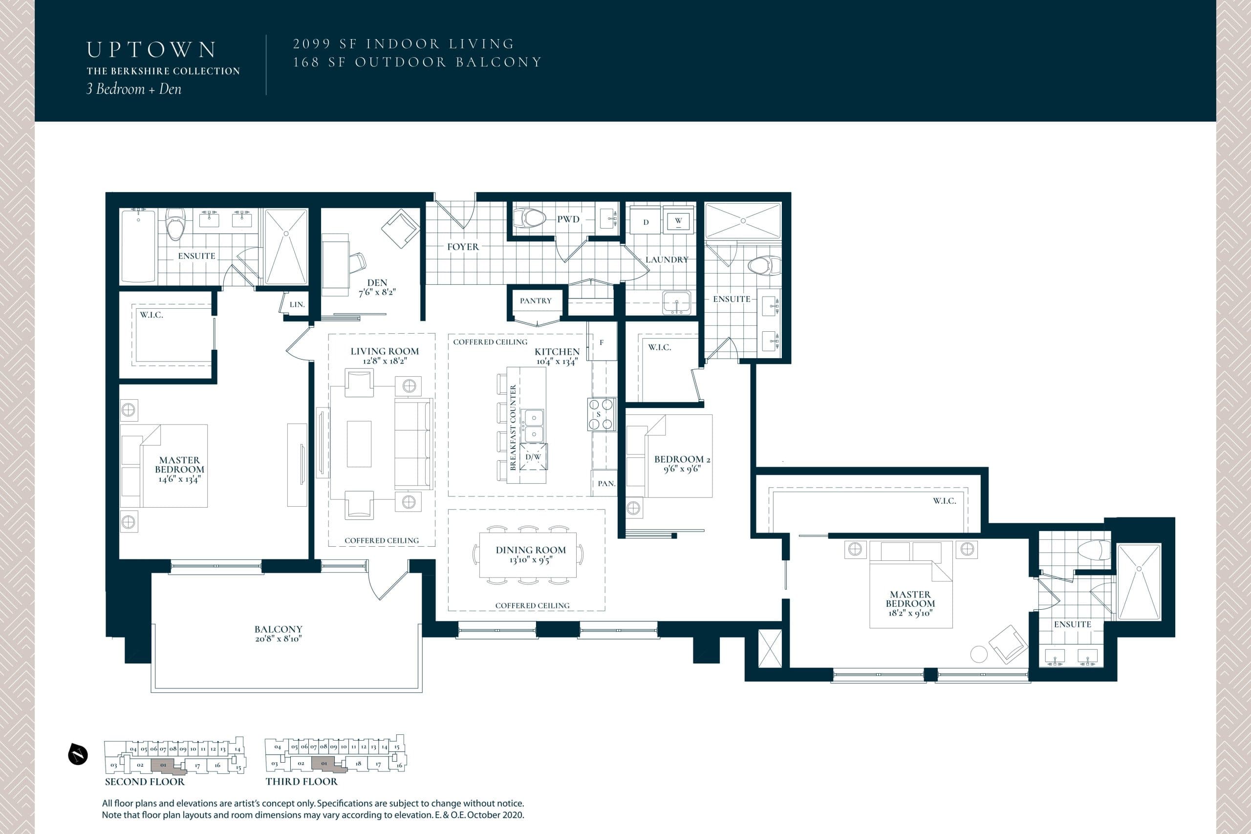 Uptown Floor Plan at Berkshire Residences Condos - 2099 sq.ft
