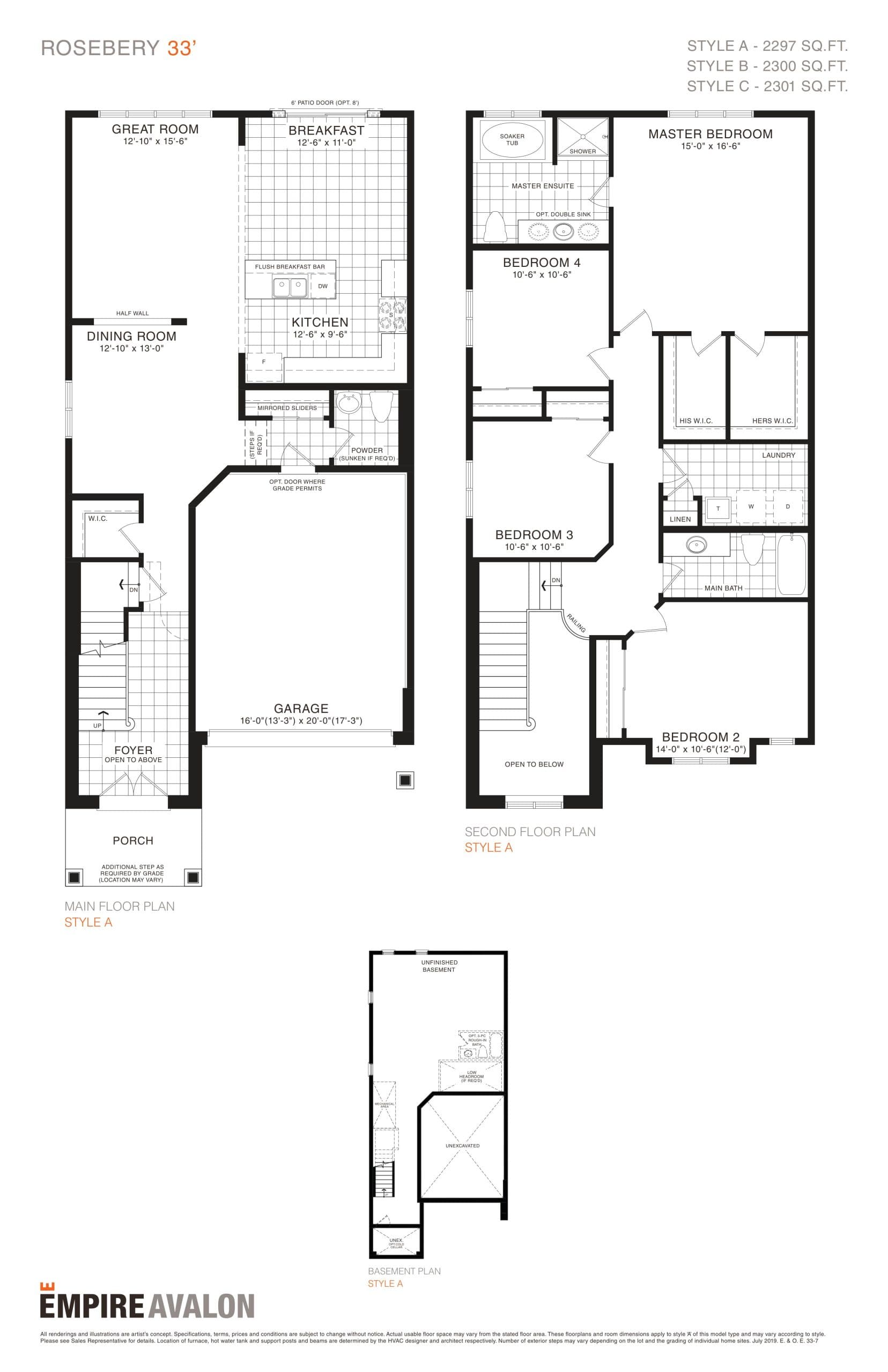 Rosebery Floor Plan at Empire Avalon - 2297 sq.ft