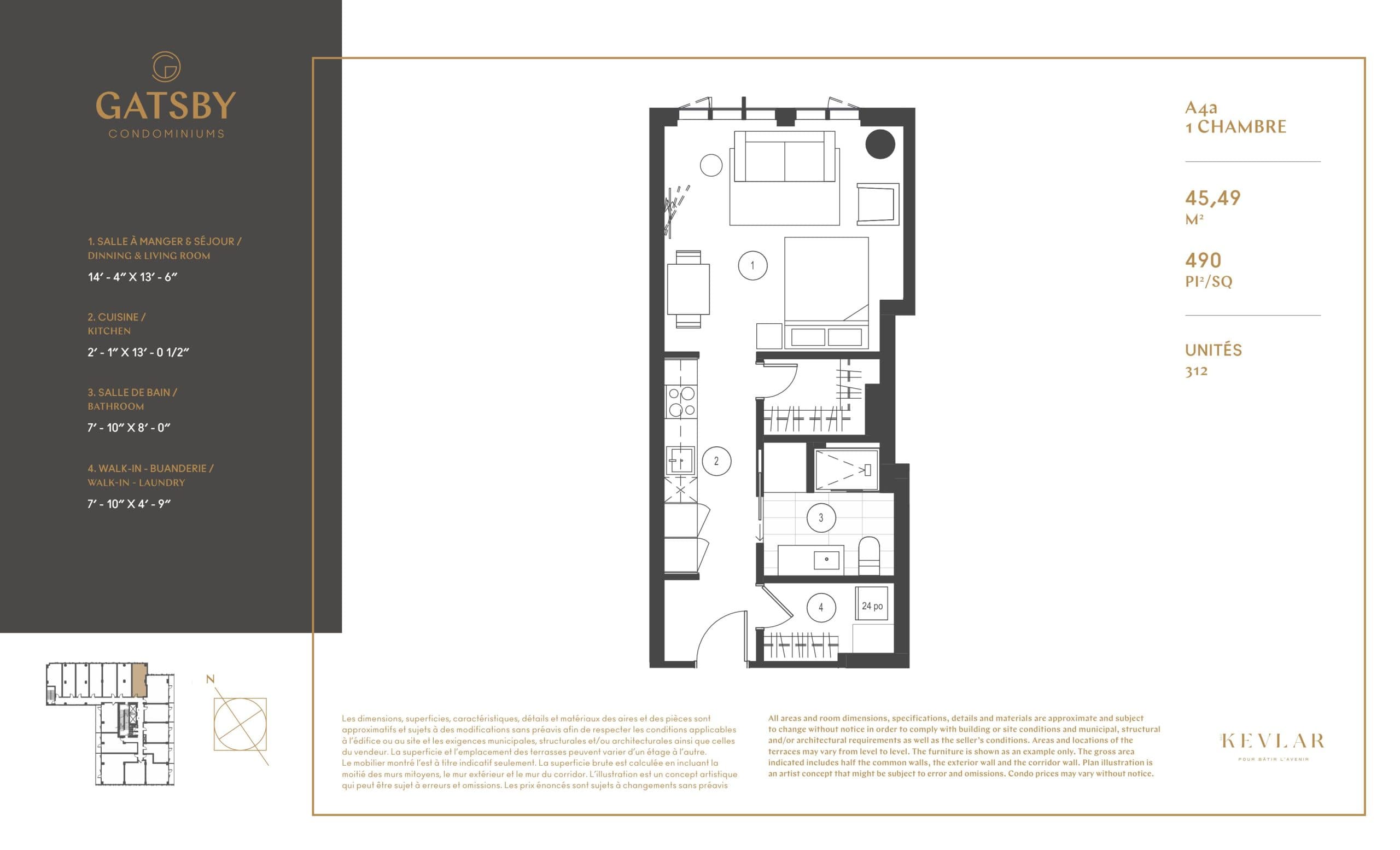 A4a Floor Plan at Gatsby Condos - 490 sq.ft