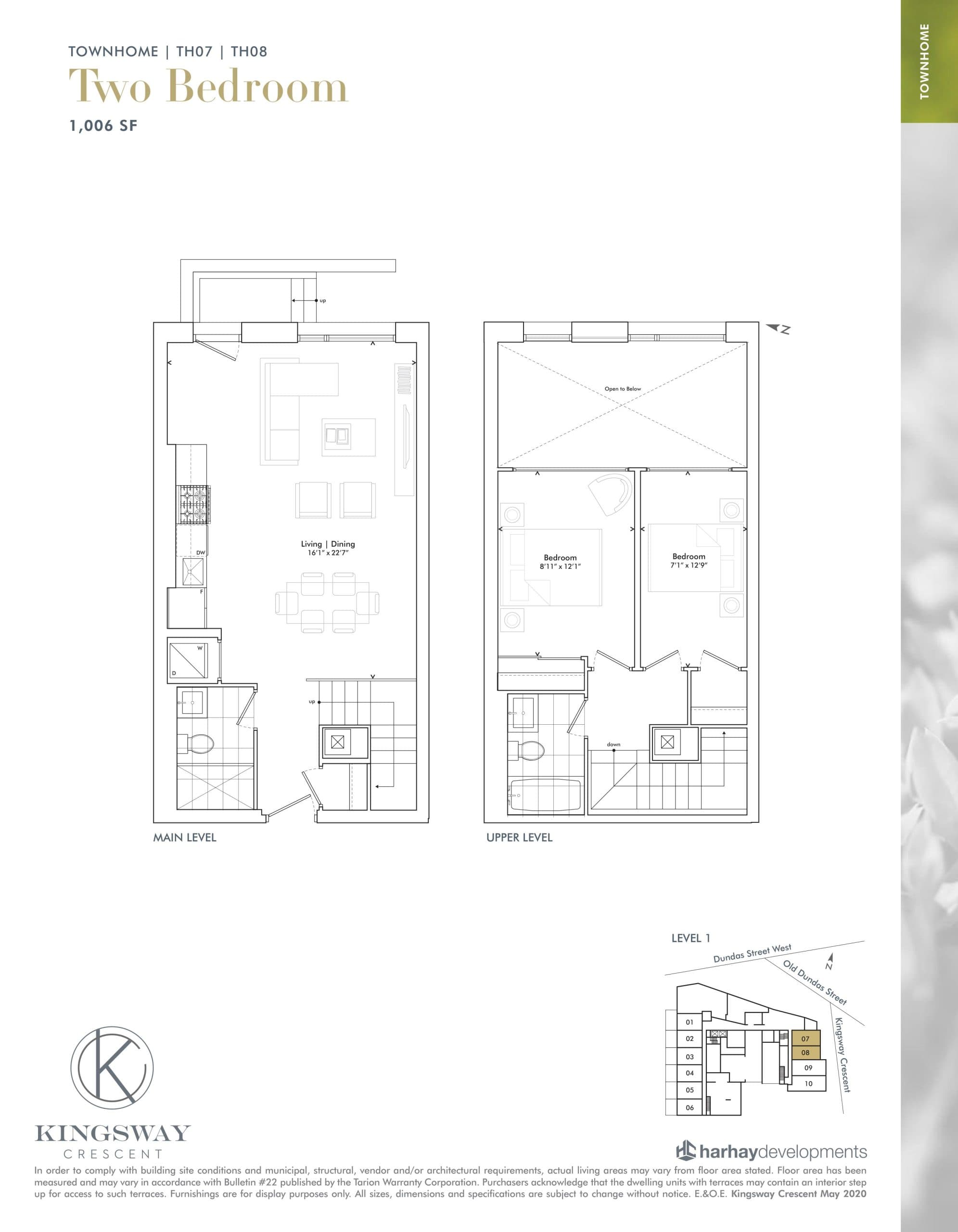 TH07 | TH08 Floor Plan at Kingsway Crescent Condos - 1006 sq.ft