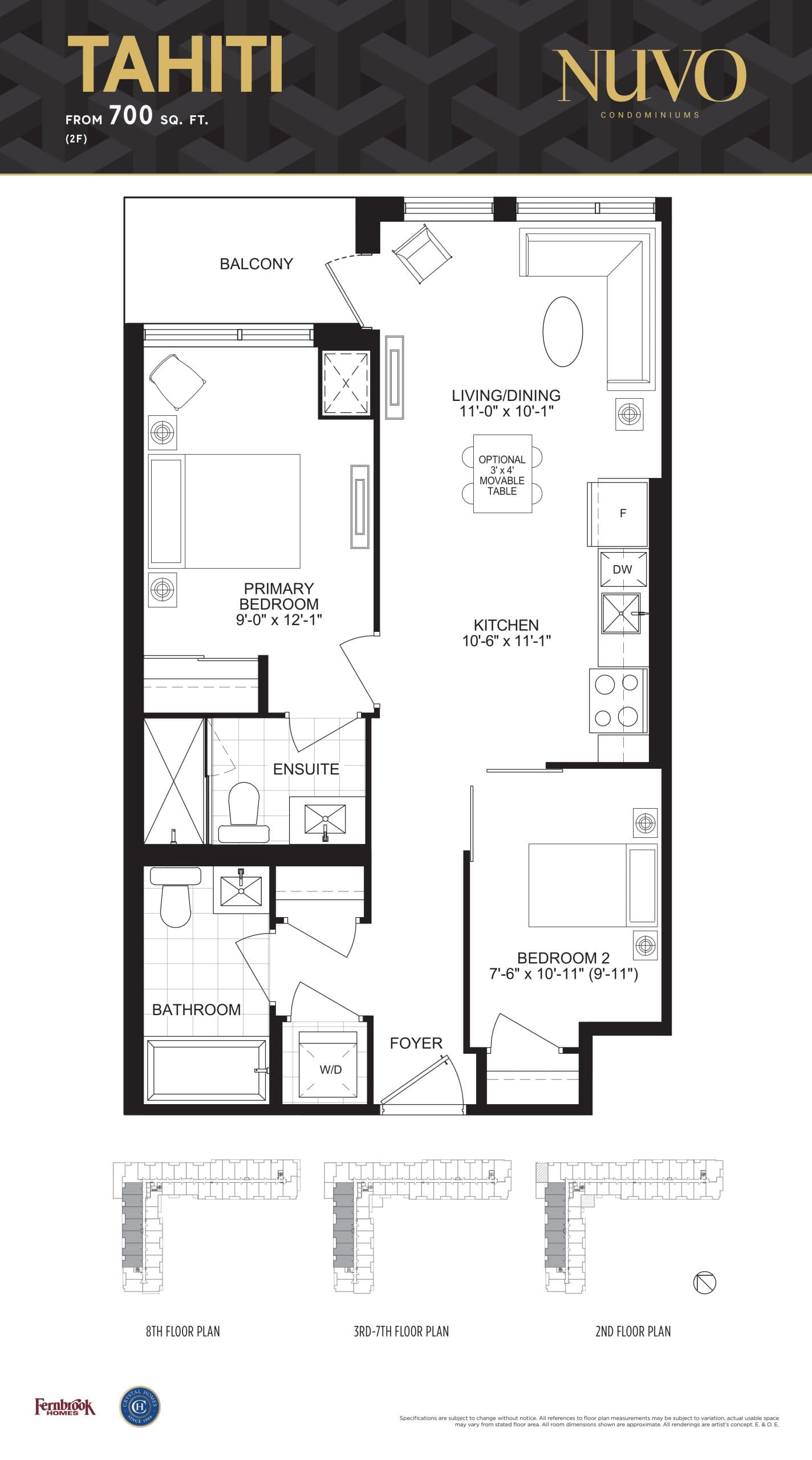 Tahiti Floor Plan at Nuvo Condos - 700 sq.ft