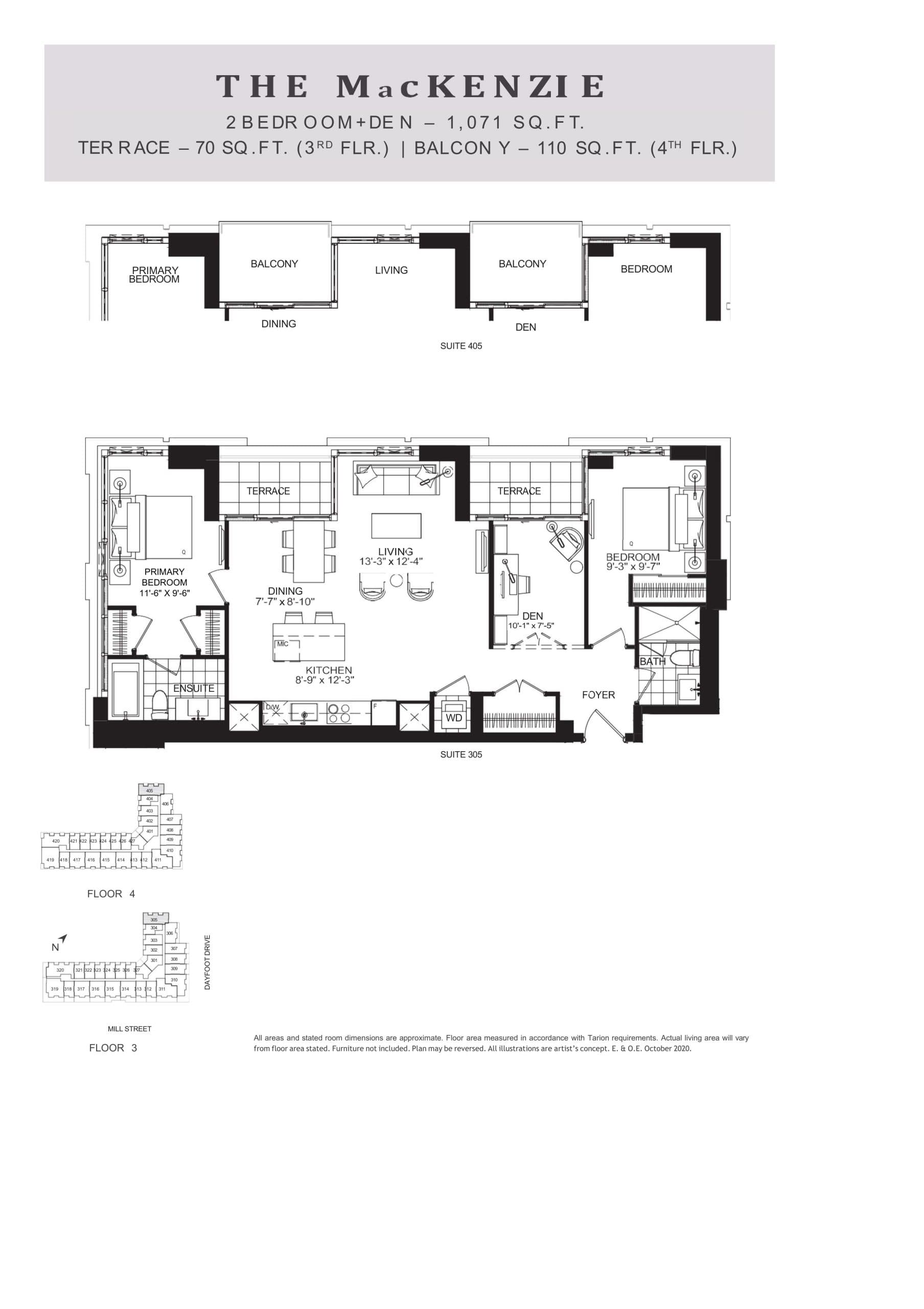 The MacKenzie Floor Plan at The Mill Landing Condos - 1071 sq.ft