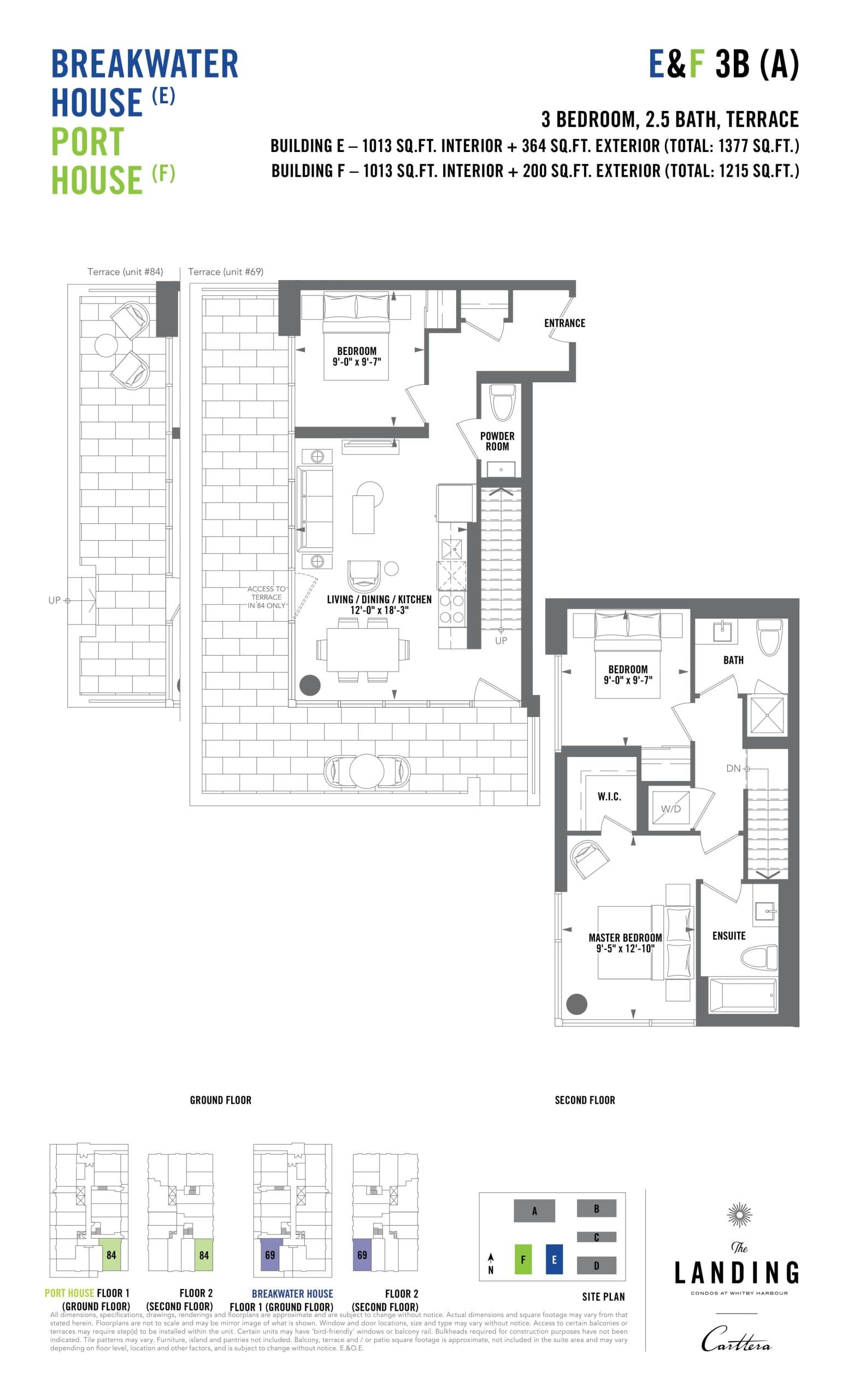 E&F-3B-A Floor Plan at The Landing Condos at Whitby Harbour - 1013 sq.ft