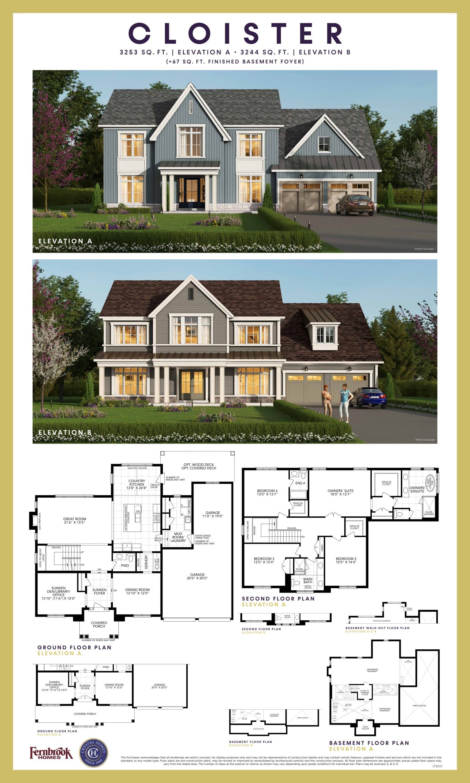 Cloister Floor Plan at Eagles Rest Estates - 3253 sq.ft