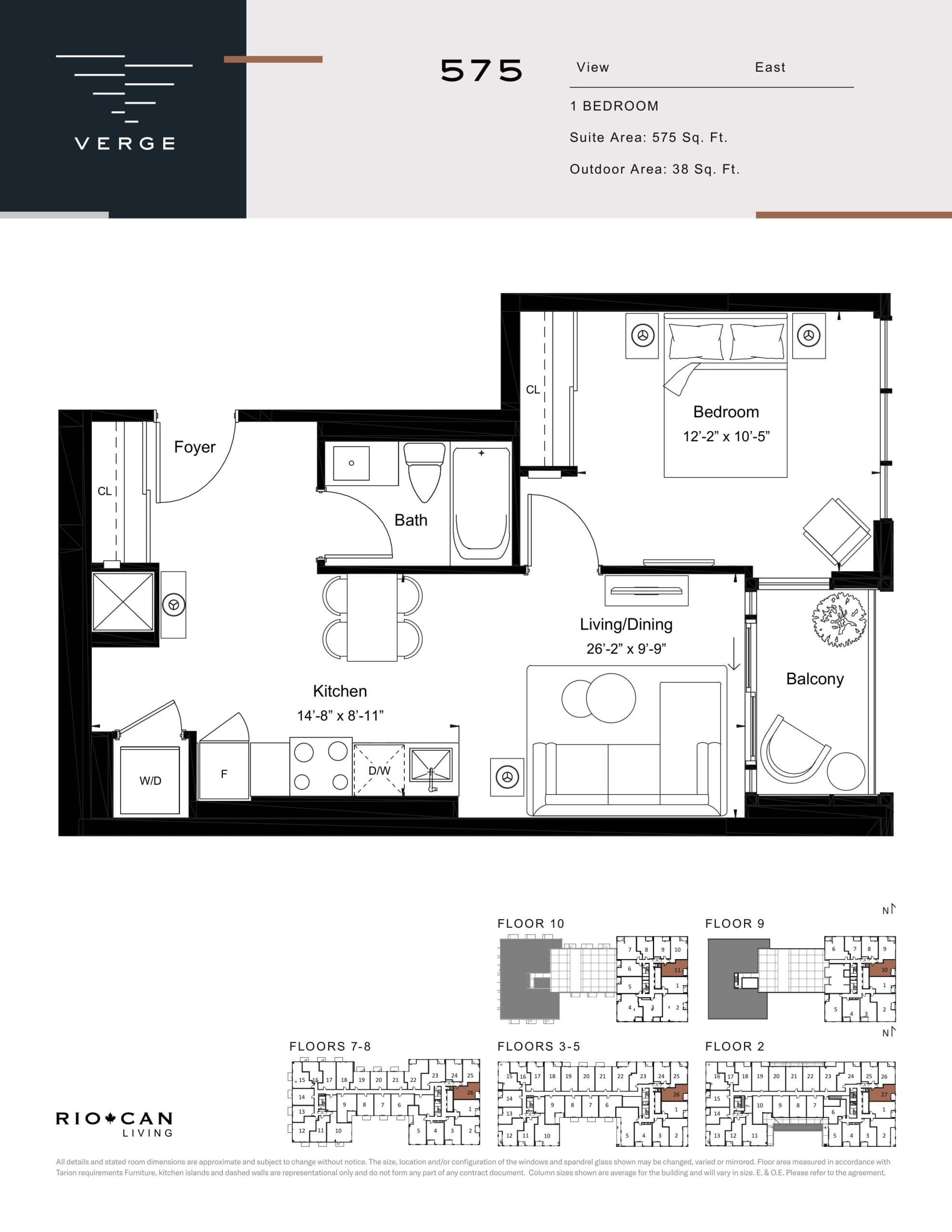 575 Floor Plan at Verge Condos - 575 sq.ft