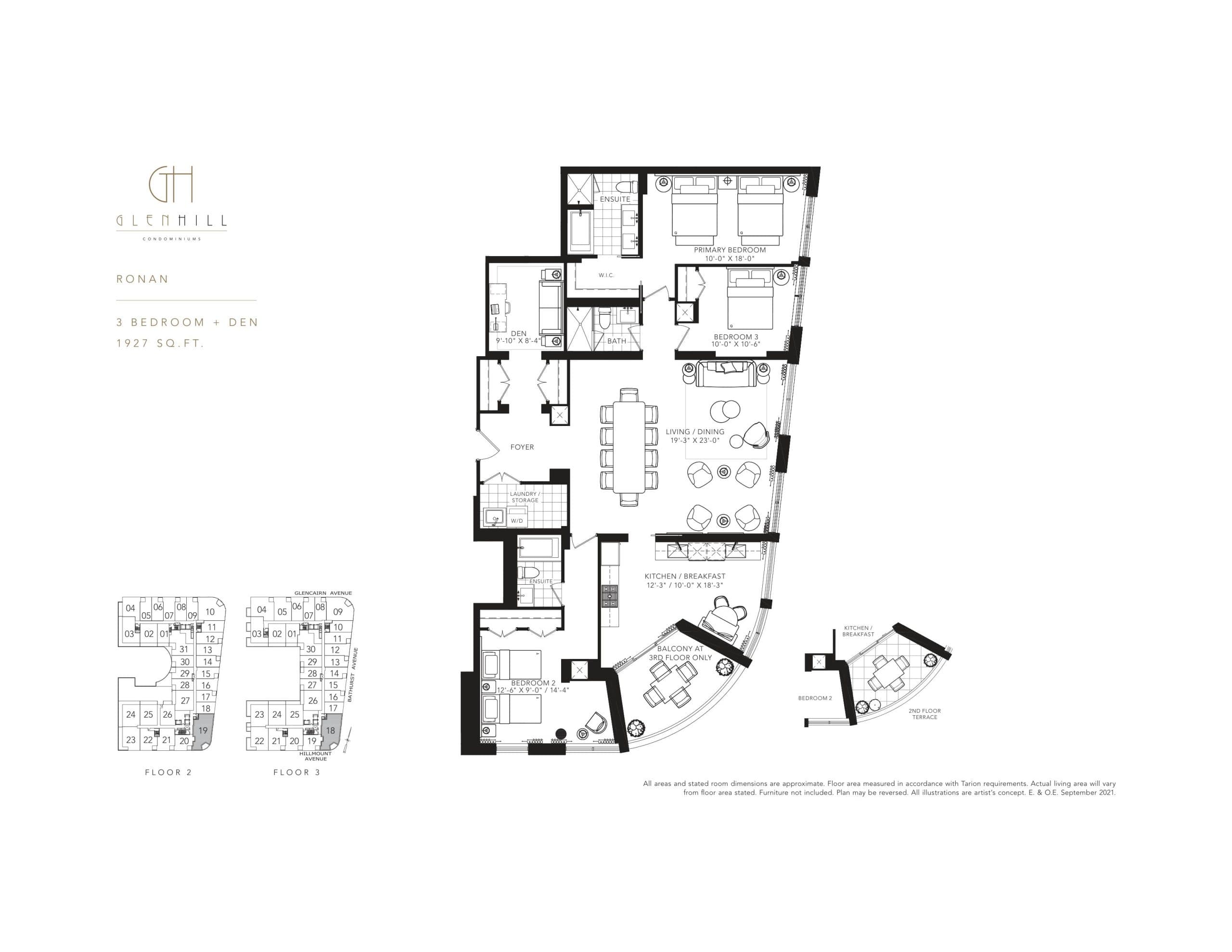 Ronan Floor Plan at Glen Hill Condos - 1927 sq.ft