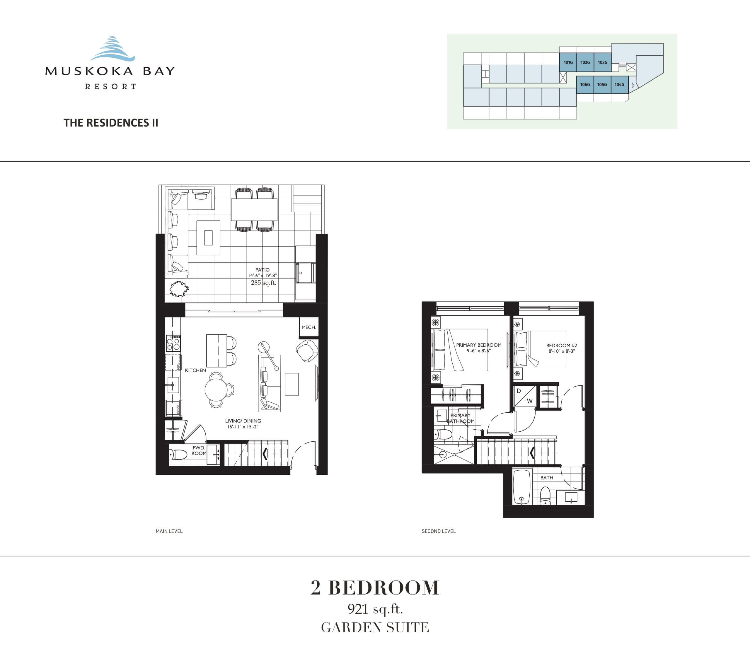921 sq.ft Floor Plan at Muskoka Bay Resort The Residences II Condos - 921 sq.ft