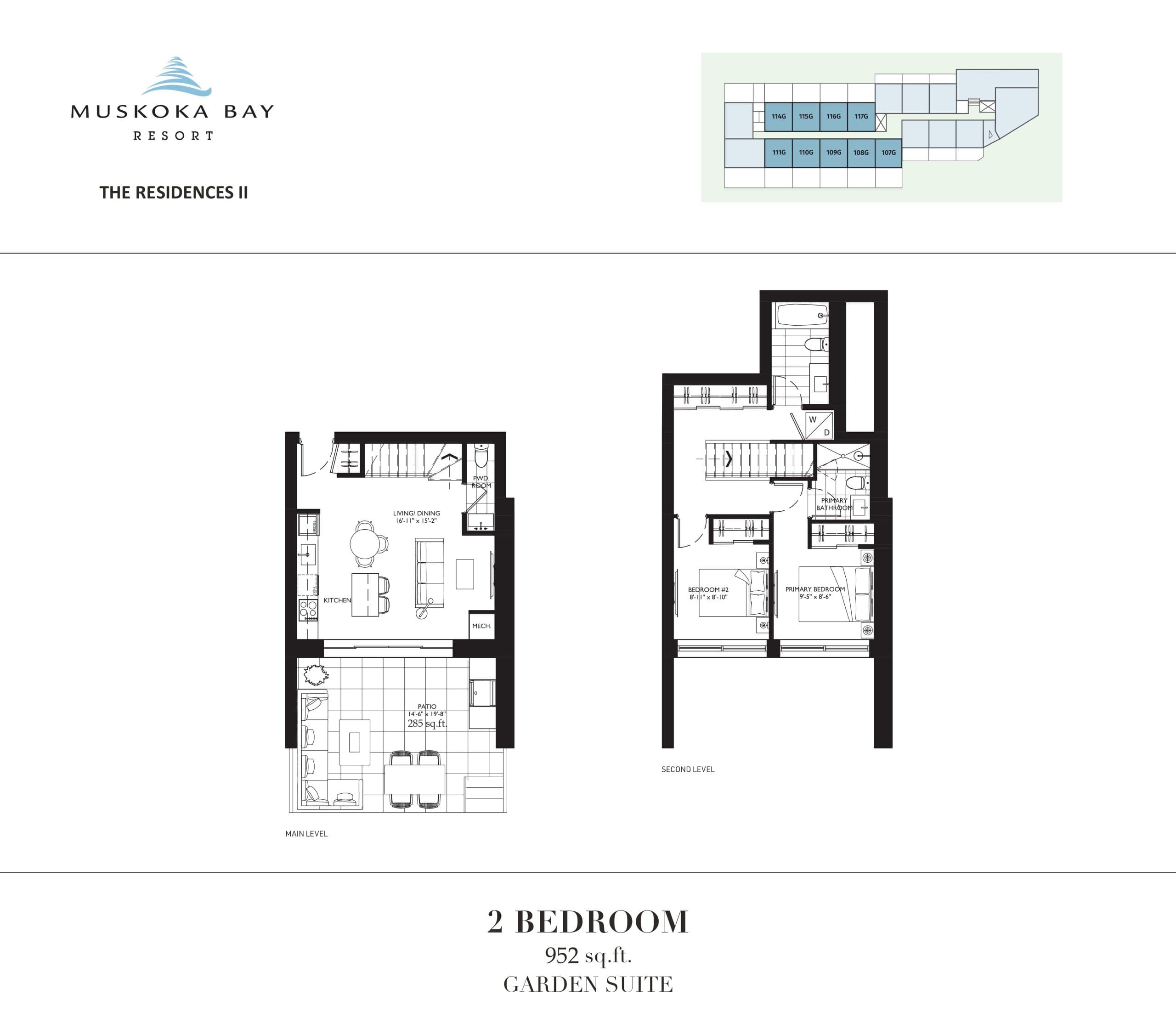 952 sq.ft Floor Plan at Muskoka Bay Resort The Residences II Condos - 952 sq.ft