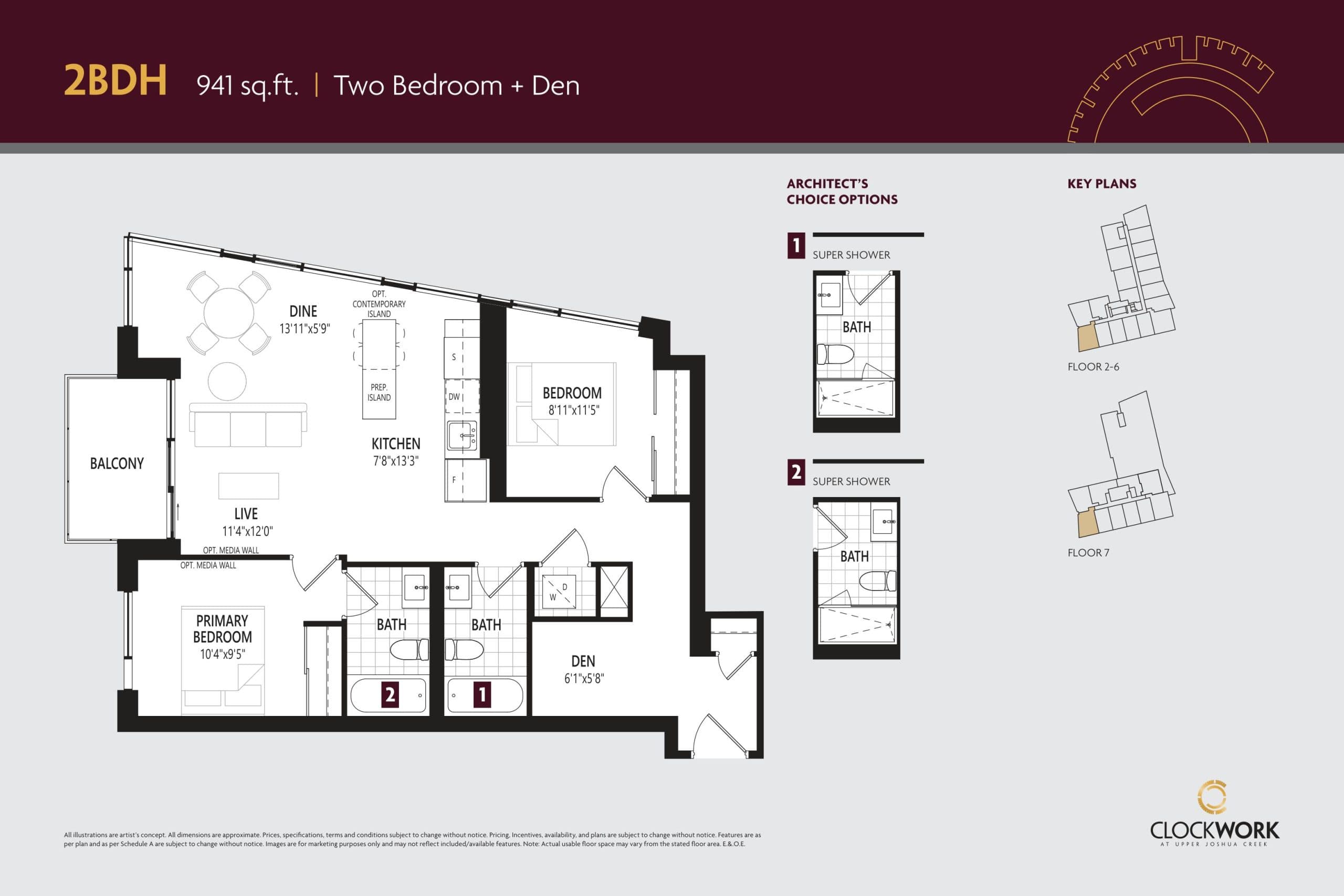 2BDH Floor Plan at ClockWork Condos - 941 sq.ft