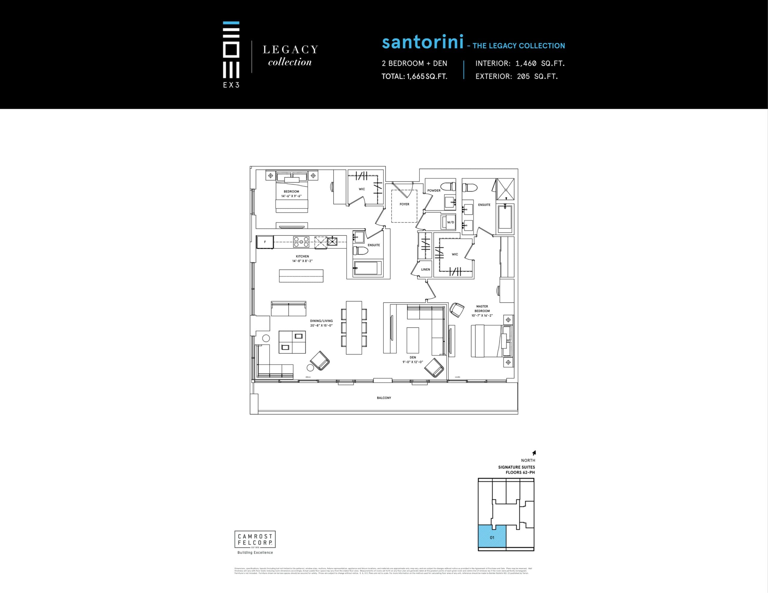 Santorini - The Legacy Collection Floor Plan at Exchange District Condos - Phase 3 (EX3) - 1460 sq.ft