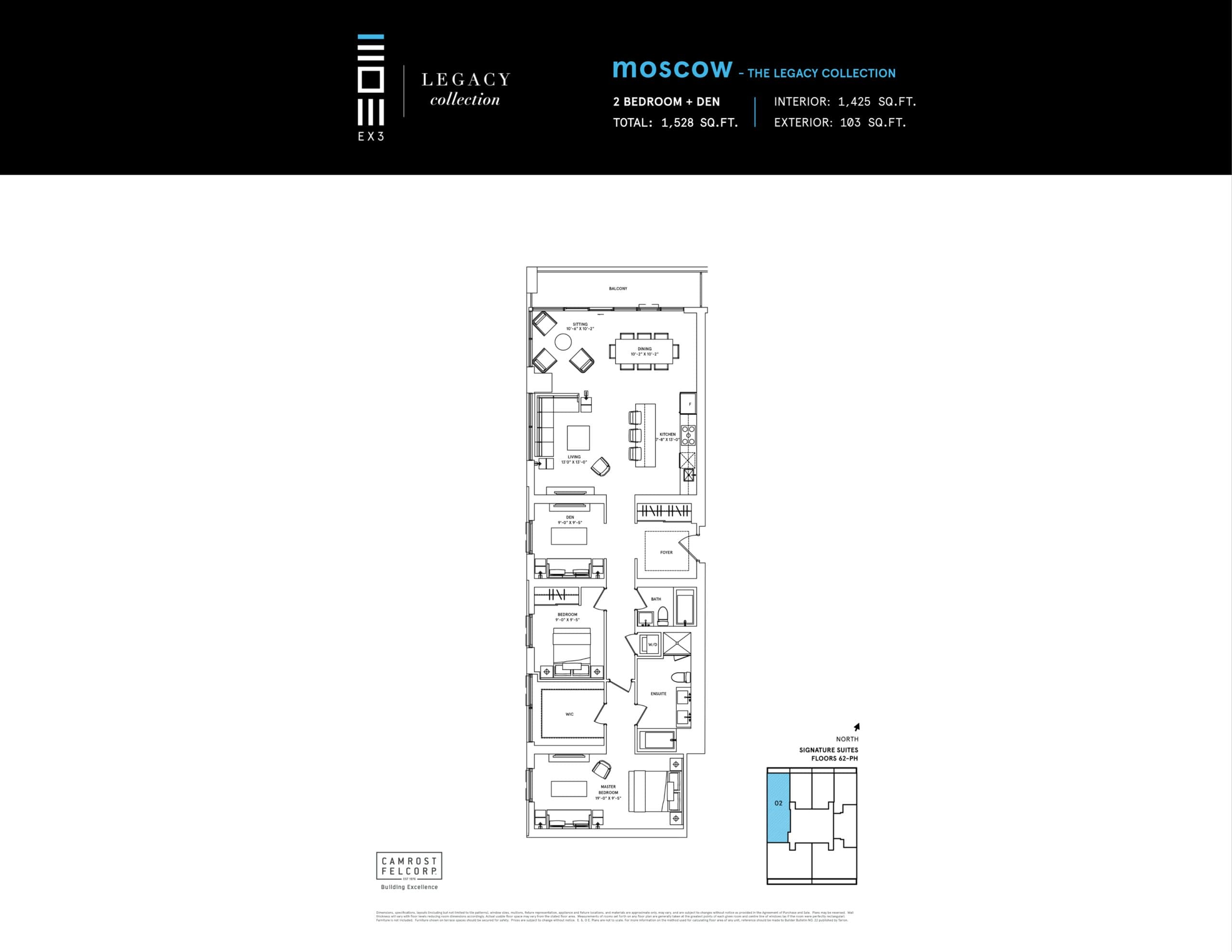 Moscow - The Legacy Collection Floor Plan at Exchange District Condos - Phase 3 (EX3) - 1425 sq.ft