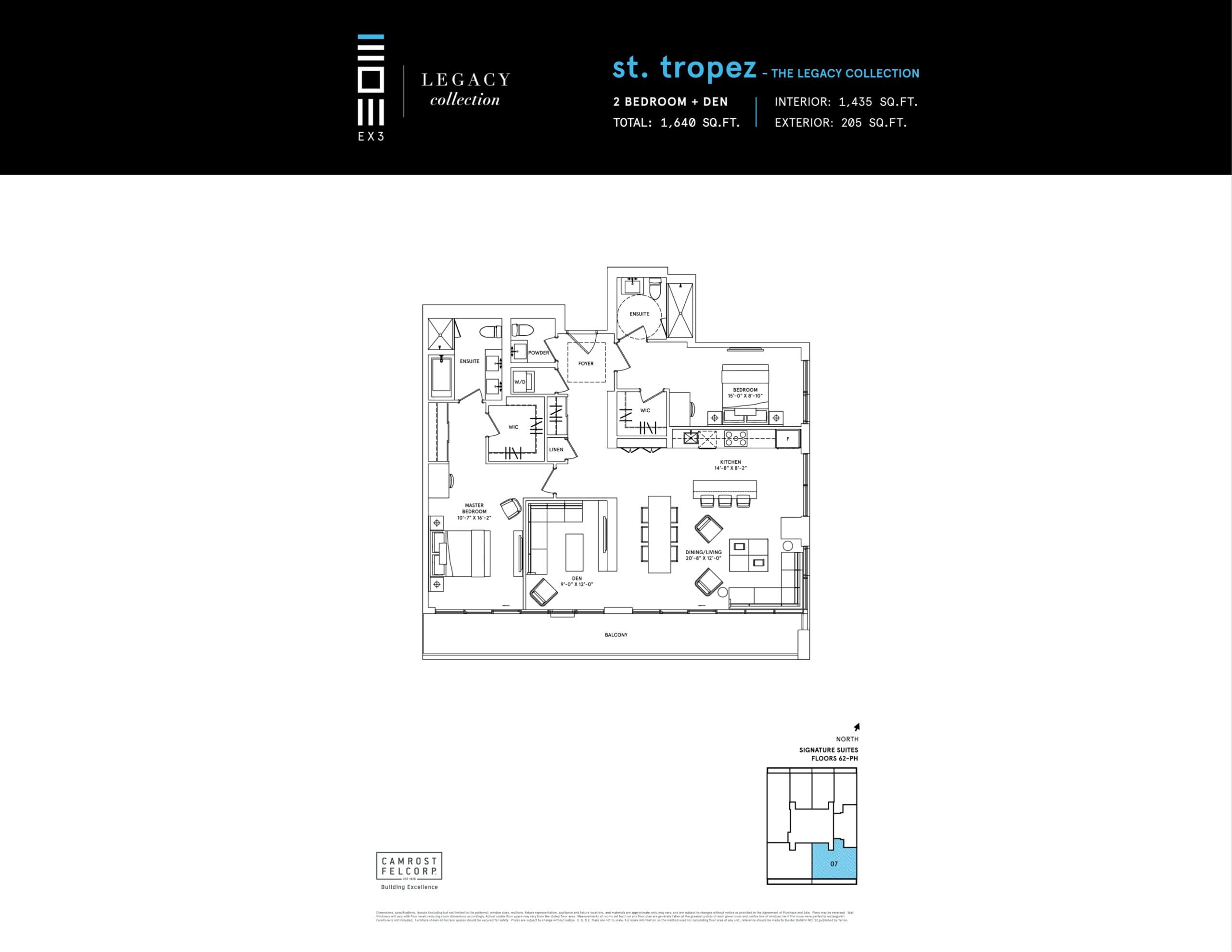 St. Tropez - The Legacy Collection Floor Plan at Exchange District Condos - Phase 3 (EX3) - 1435 sq.ft