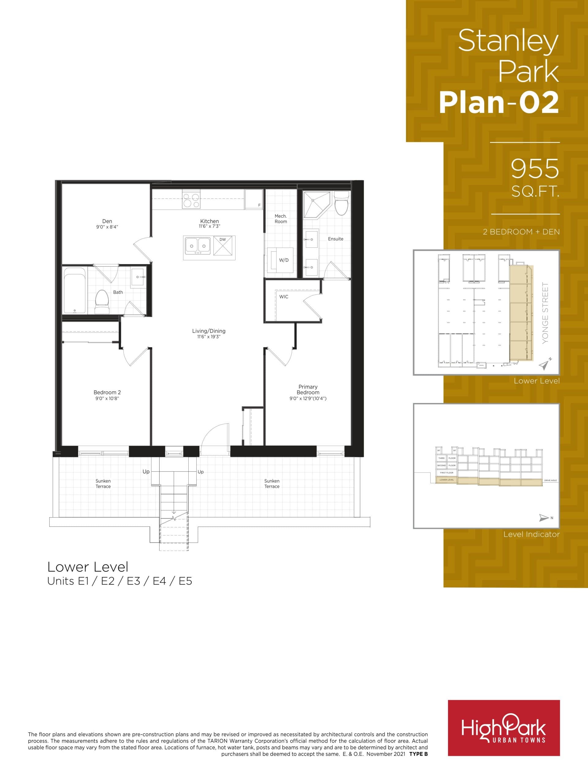 Stanley Park Plan 02 Floor Plan at High Park Urban Towns - 955 sq.ft