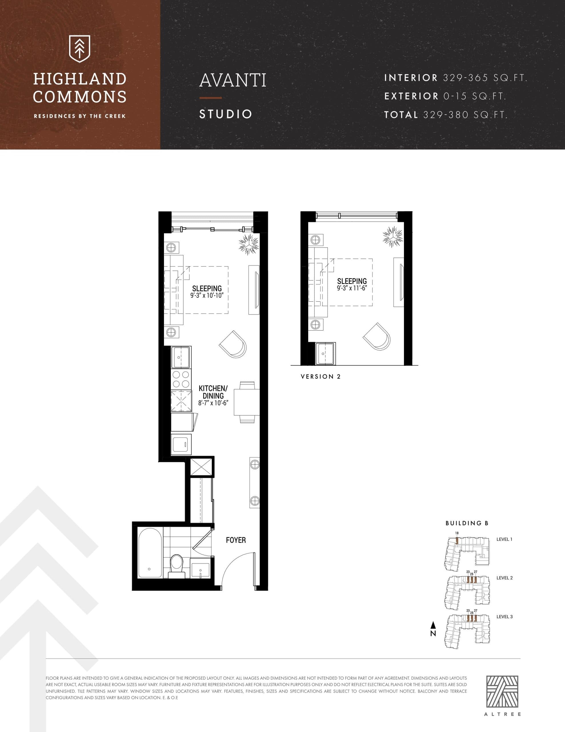 Avanti Floor Plan at Highland Commons - 344 sq.ft