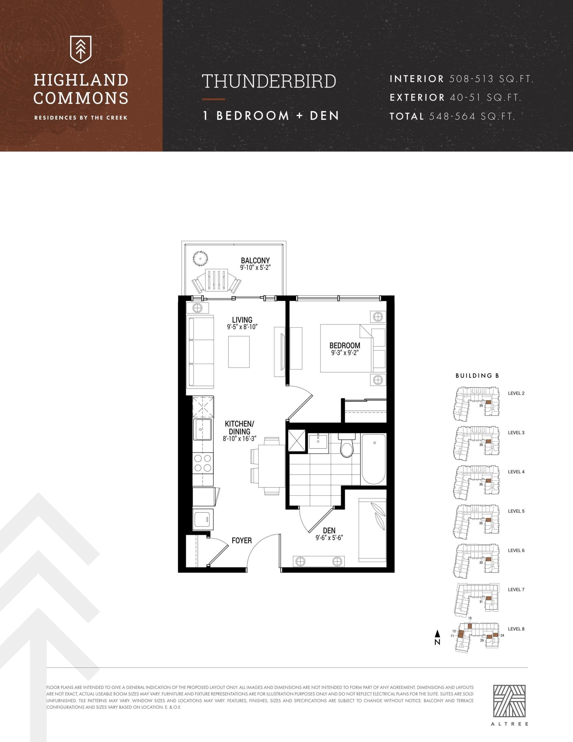 Thunderbird Floor Plan at Highland Commons - 513 sq.ft