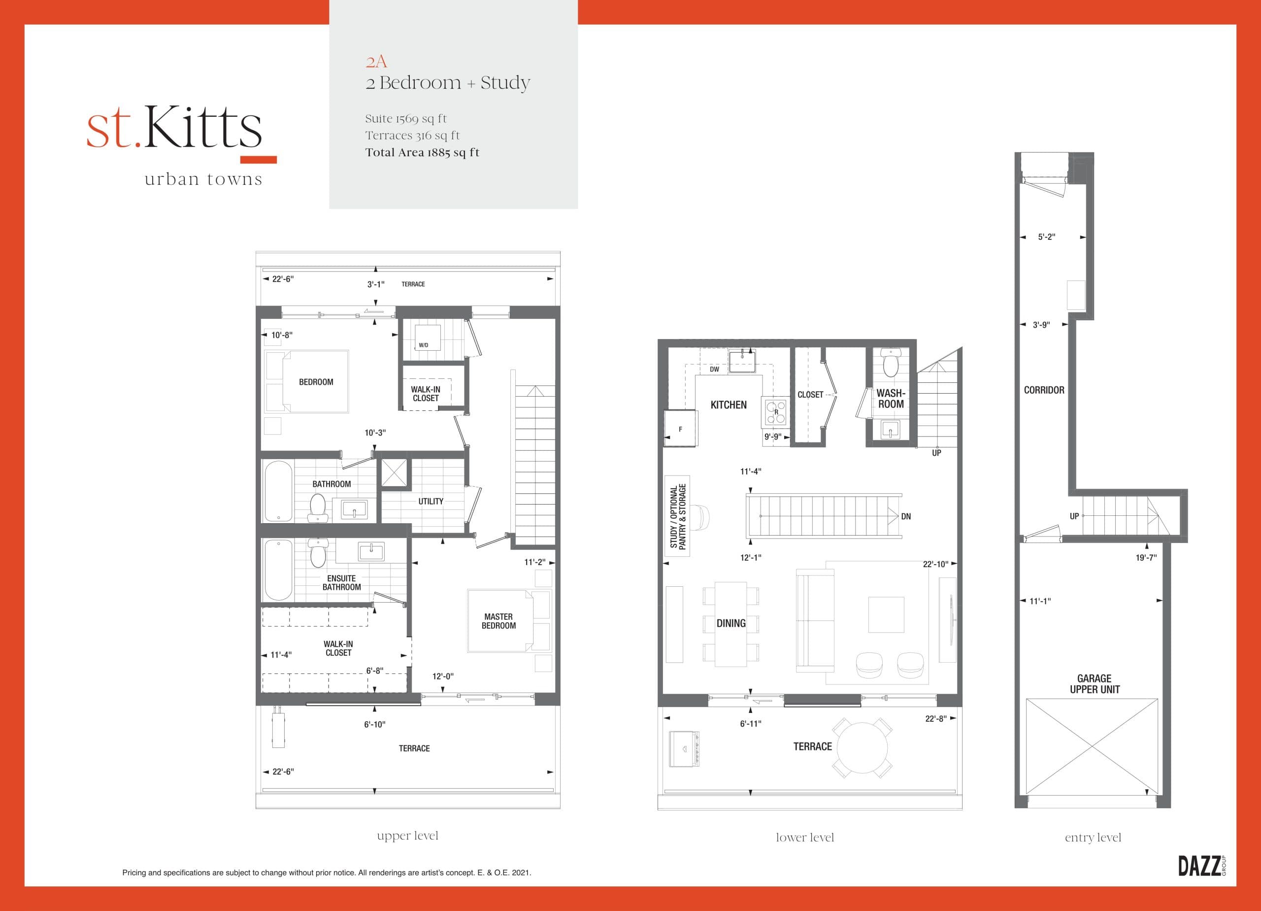 2A Floor Plan at St. Kitts Urban Towns - 1569 sq.ft