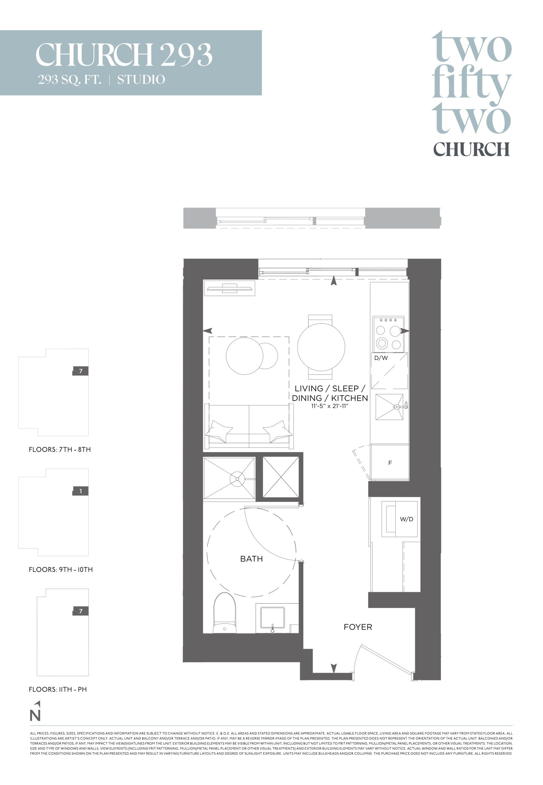 Church 293 Floor Plan at 252 Church Condos - 293 sq.ft