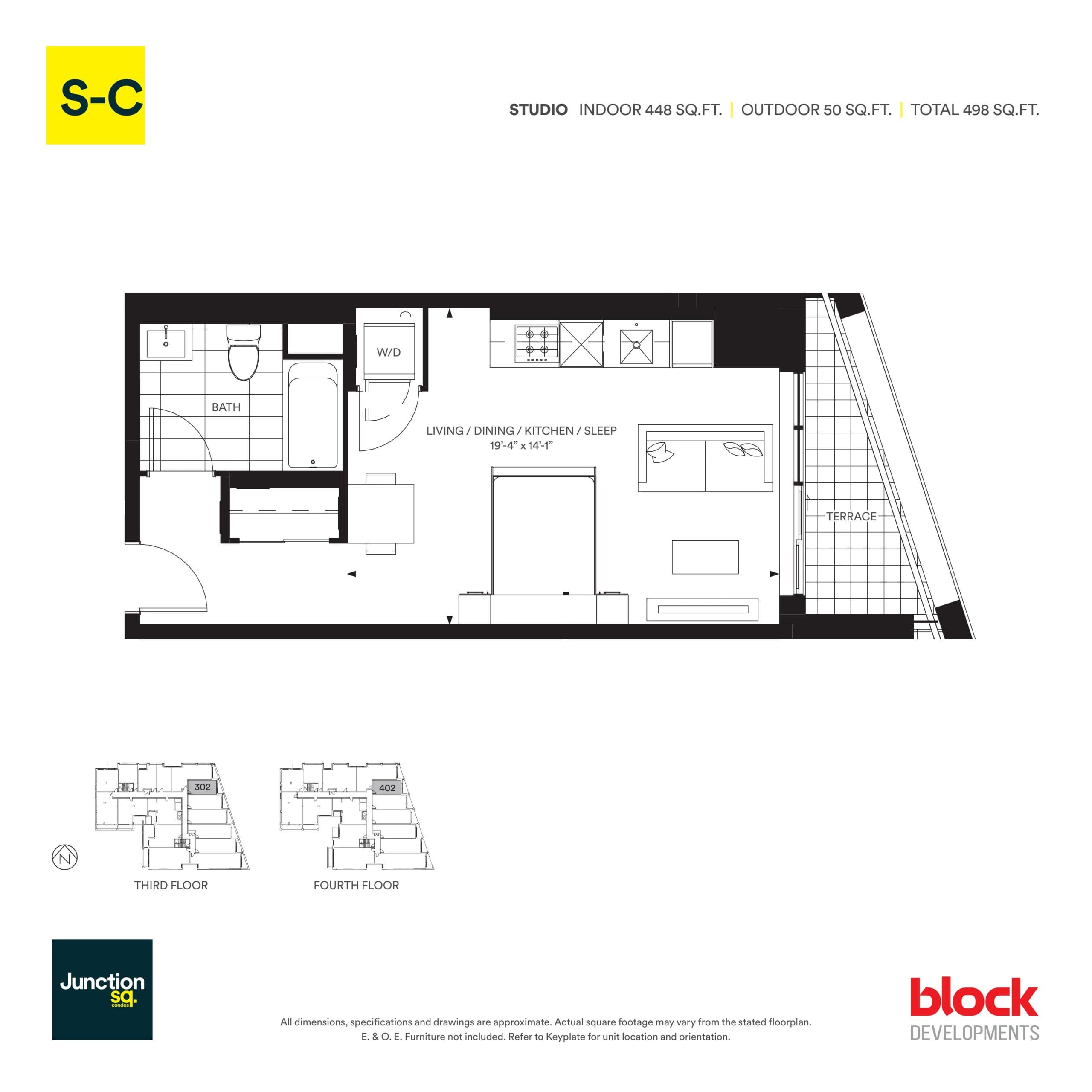 S-C Floor Plan at Junction Square Condos - 448 sq.ft