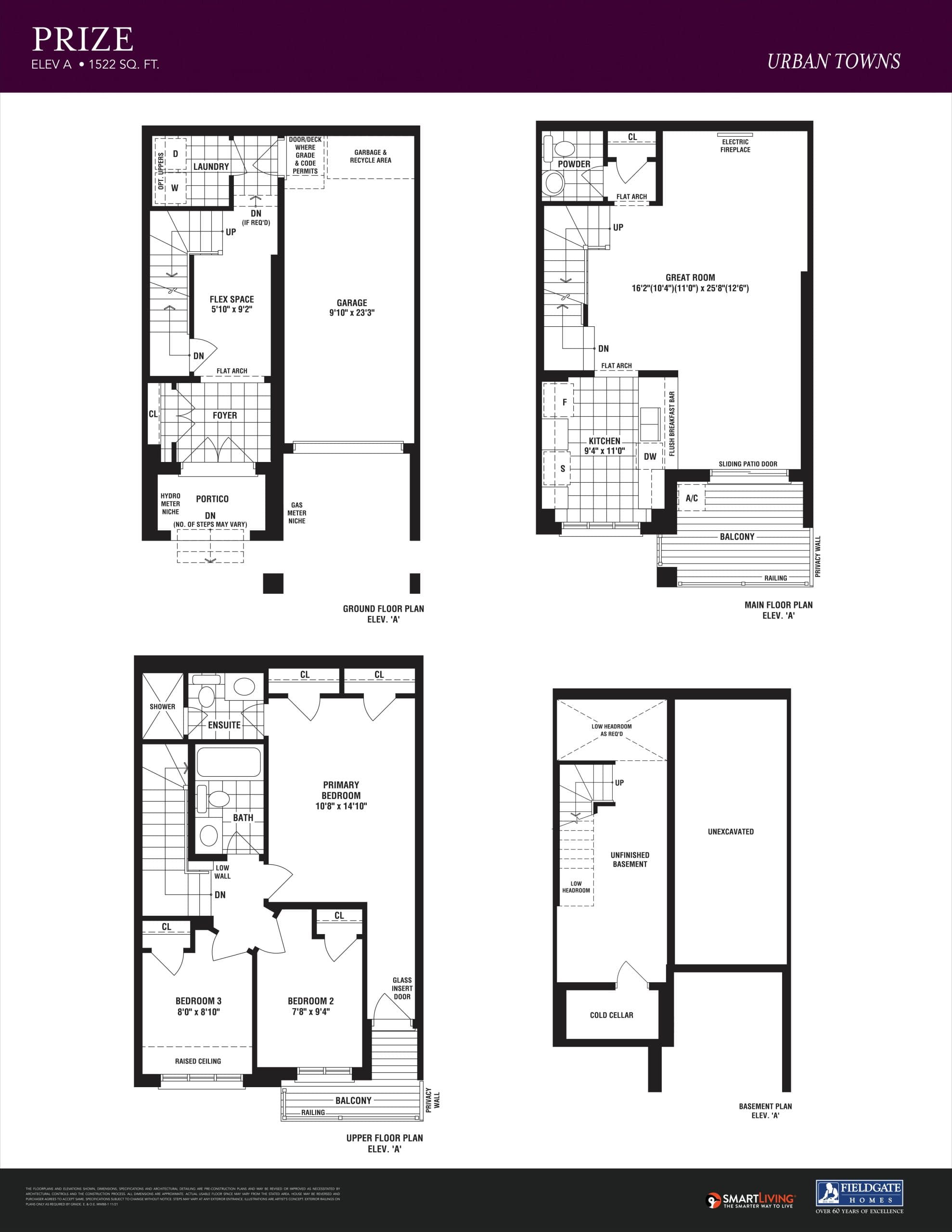 Prize Floor Plan at The Collection Towns - 1522 sq.ft