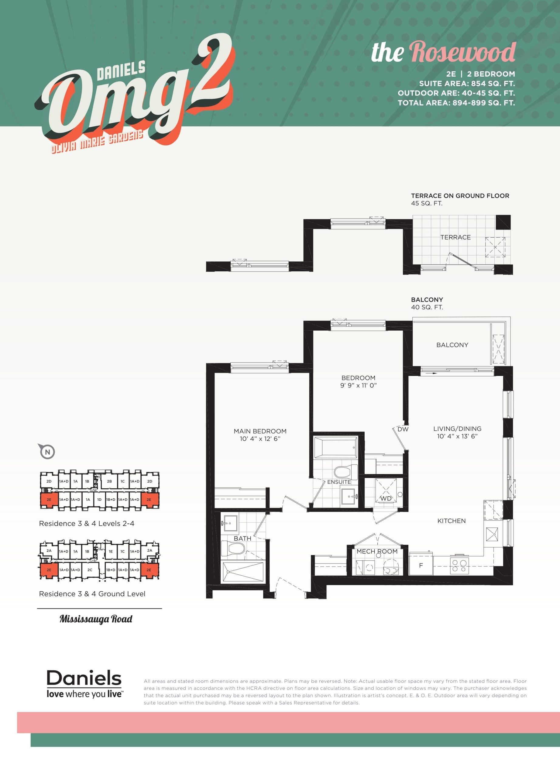 The Rosewood Floor Plan at OMG 2 Condos - 854 sq.ft