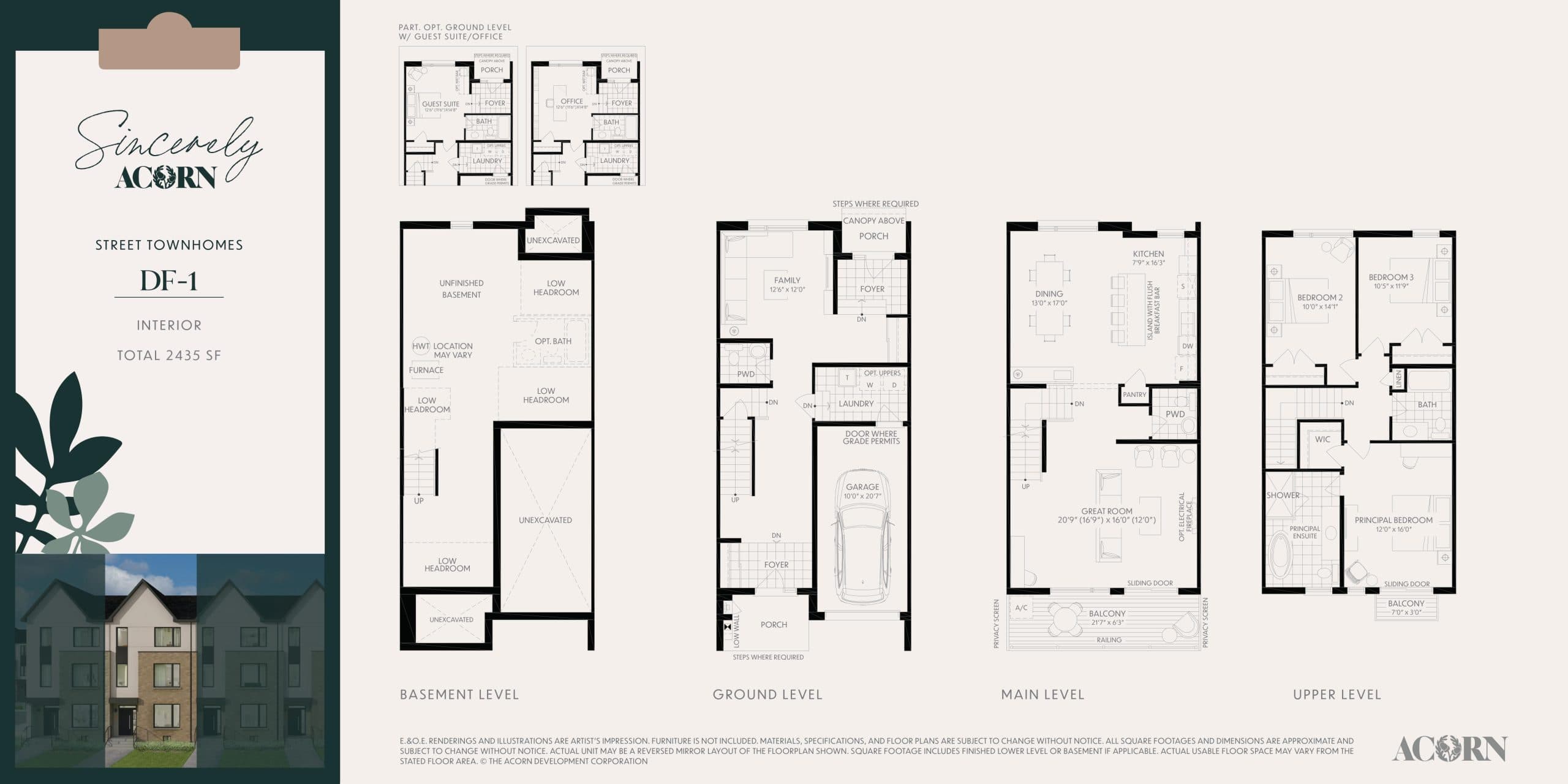 DF-1 Floor Plan at Sincerely, Acorn Towns - 2435 sq.ft