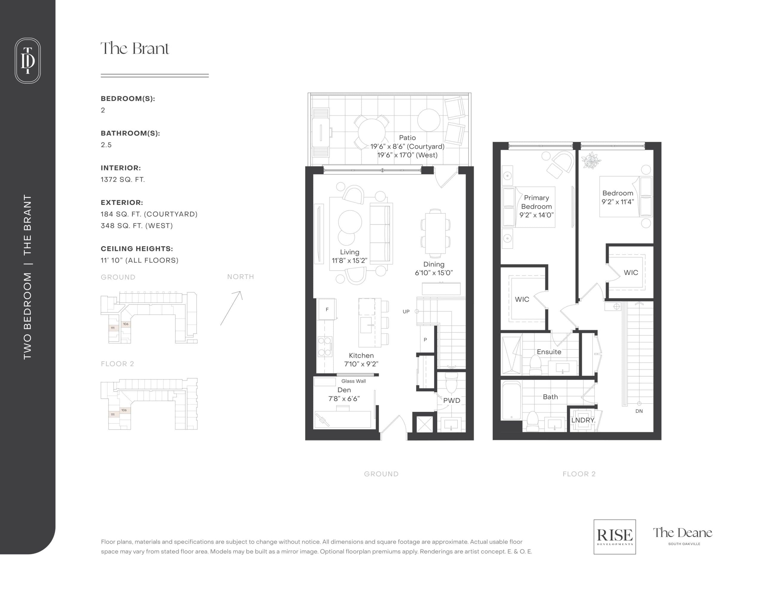 The Brant Floor Plan at The Deane Condos - 1372 sq.ft