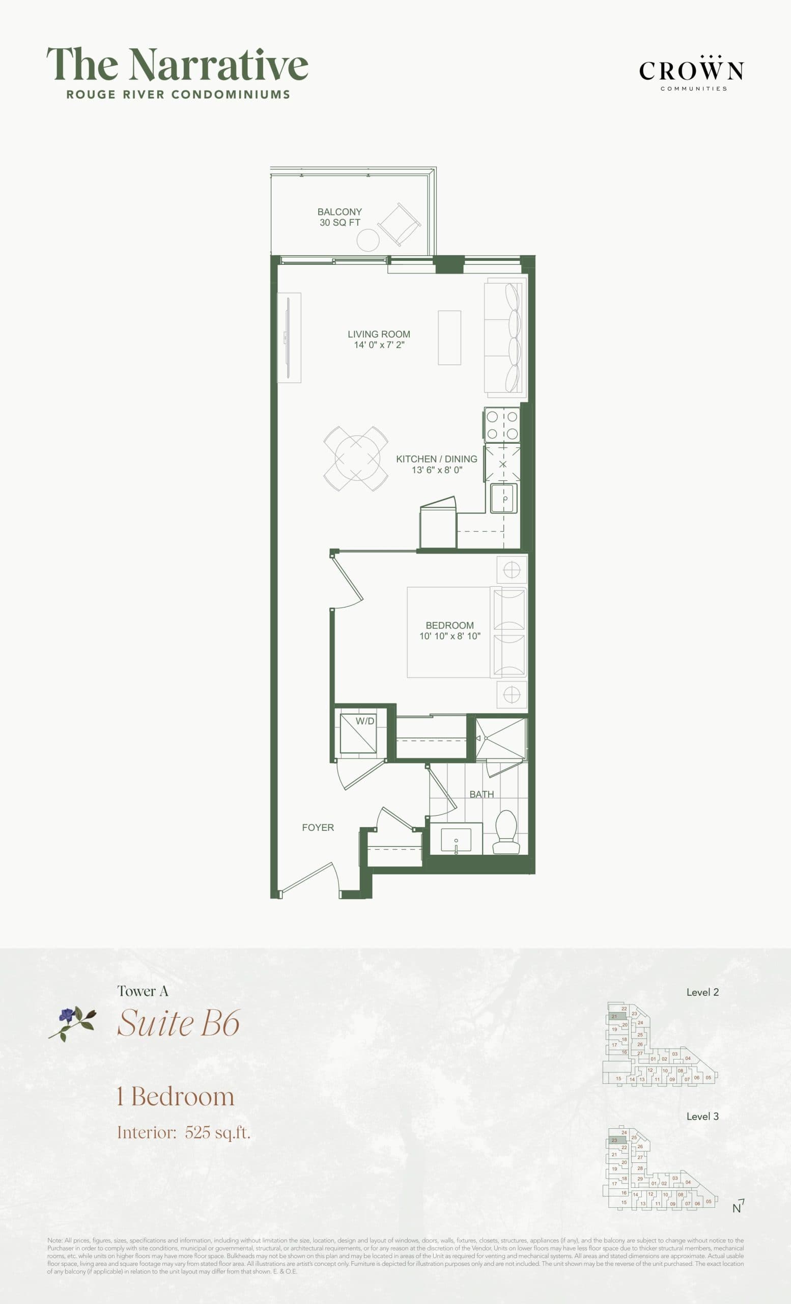 Suite B6 (Tower A) Floor Plan at The Narrative Condos - 525 sq.ft