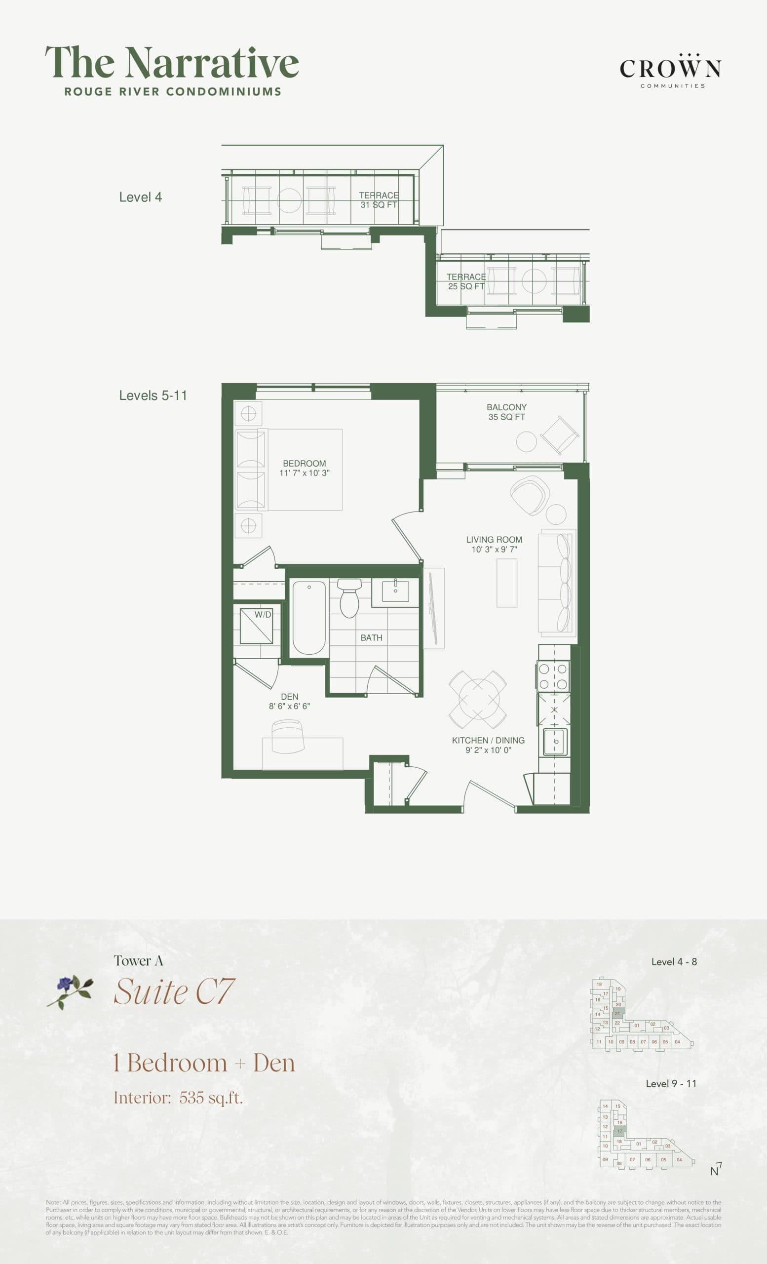 Suite C7 (Tower A) Floor Plan at The Narrative Condos - 535 sq.ft